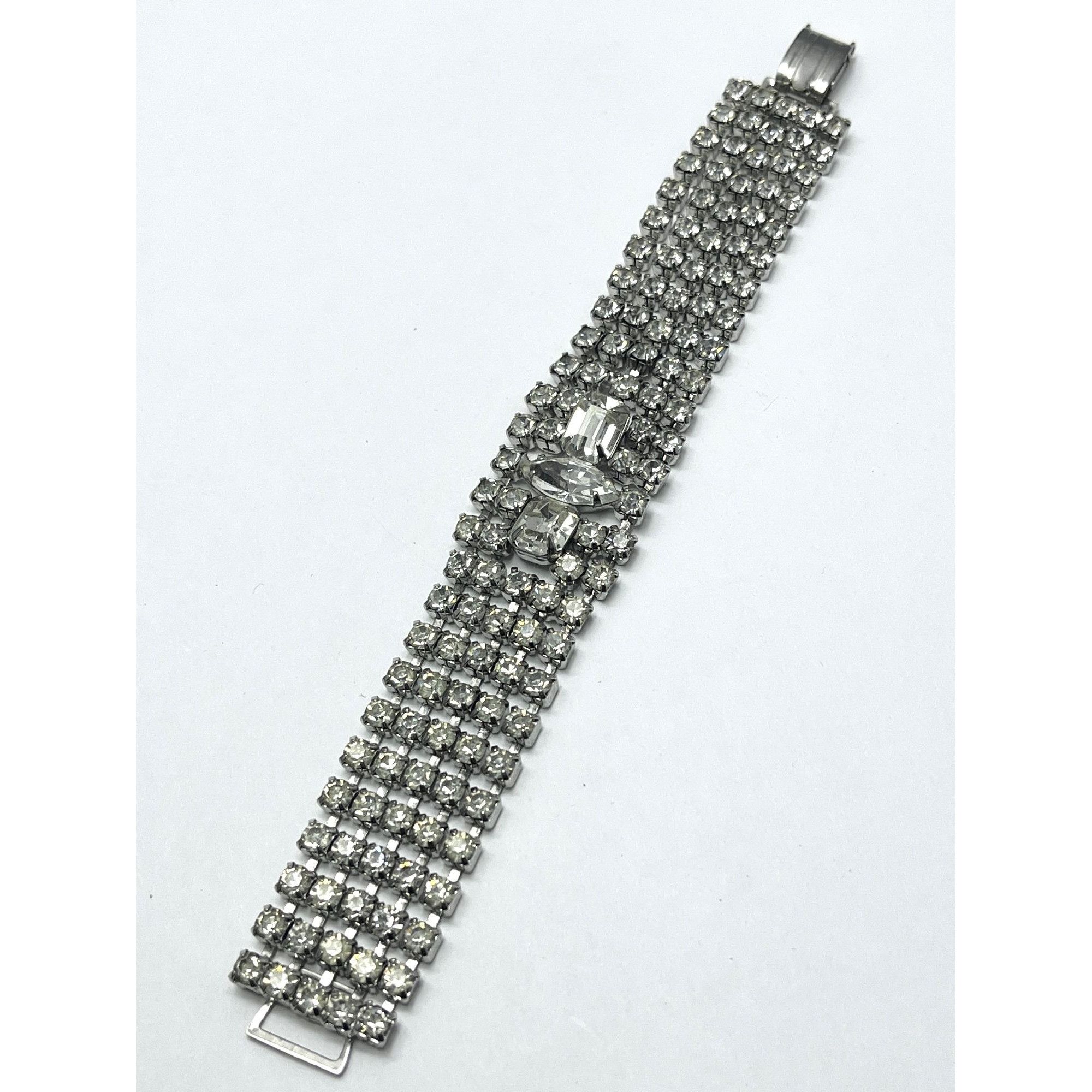 Vintage Rhinestone Silver Bracelet
