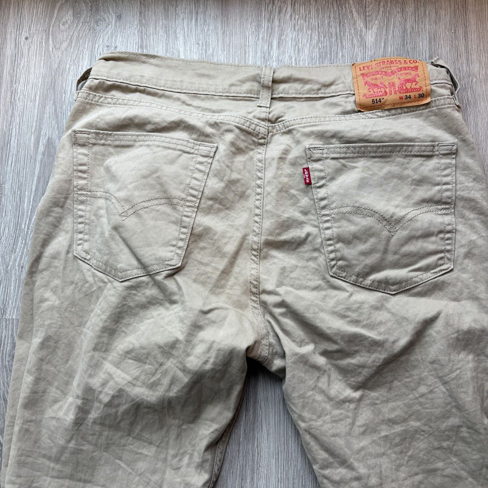Levi's Levi's 514 Men's 34x30 Khaki Straight Leg Twill Pants Size US 34 / EU 50 - 10 Thumbnail