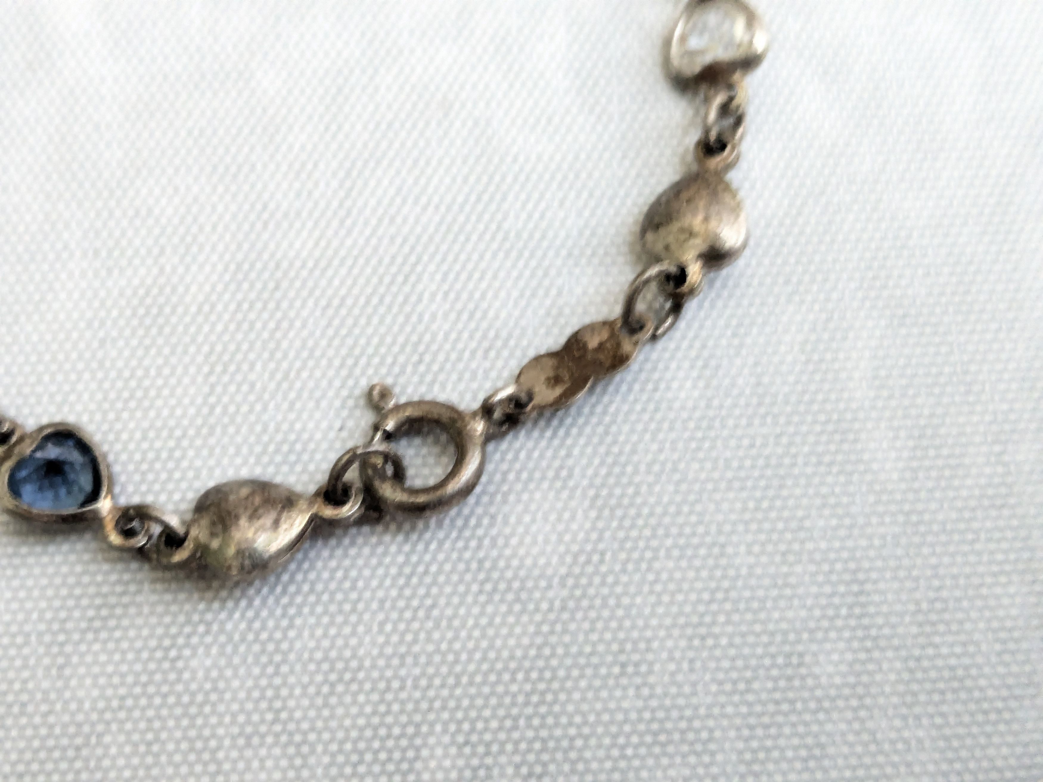 Jewelry Vintage Sterling Silver Tennis Bracelet Hearts 7" Y2K Size ONE SIZE - 5 Thumbnail