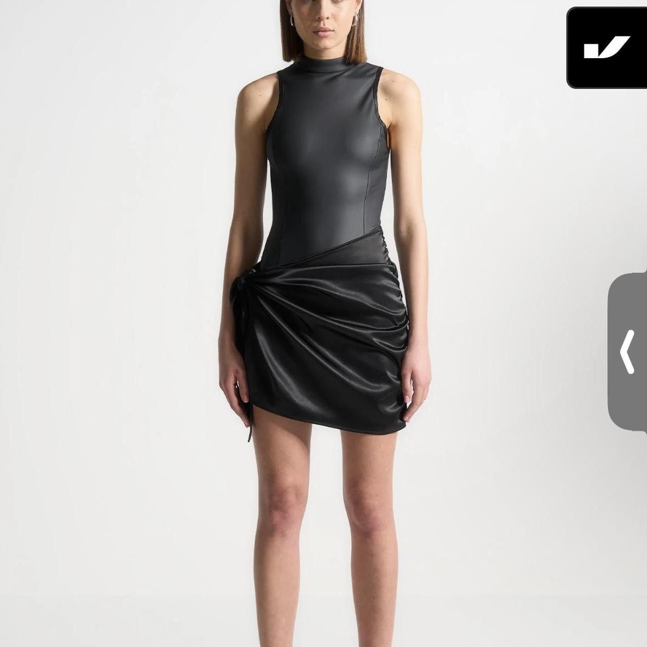 Maniere De Vior Black leather and satin mini dress Size XS / US 0-2 / IT 36-38 - 1 Thumbnail