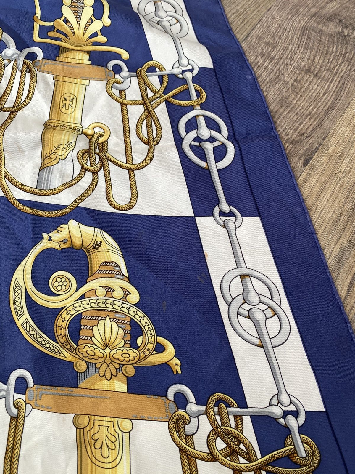 Hermes Vintage HERMES Carre 90 Cliquetis Scarf Blue Size ONE SIZE - 11 Thumbnail