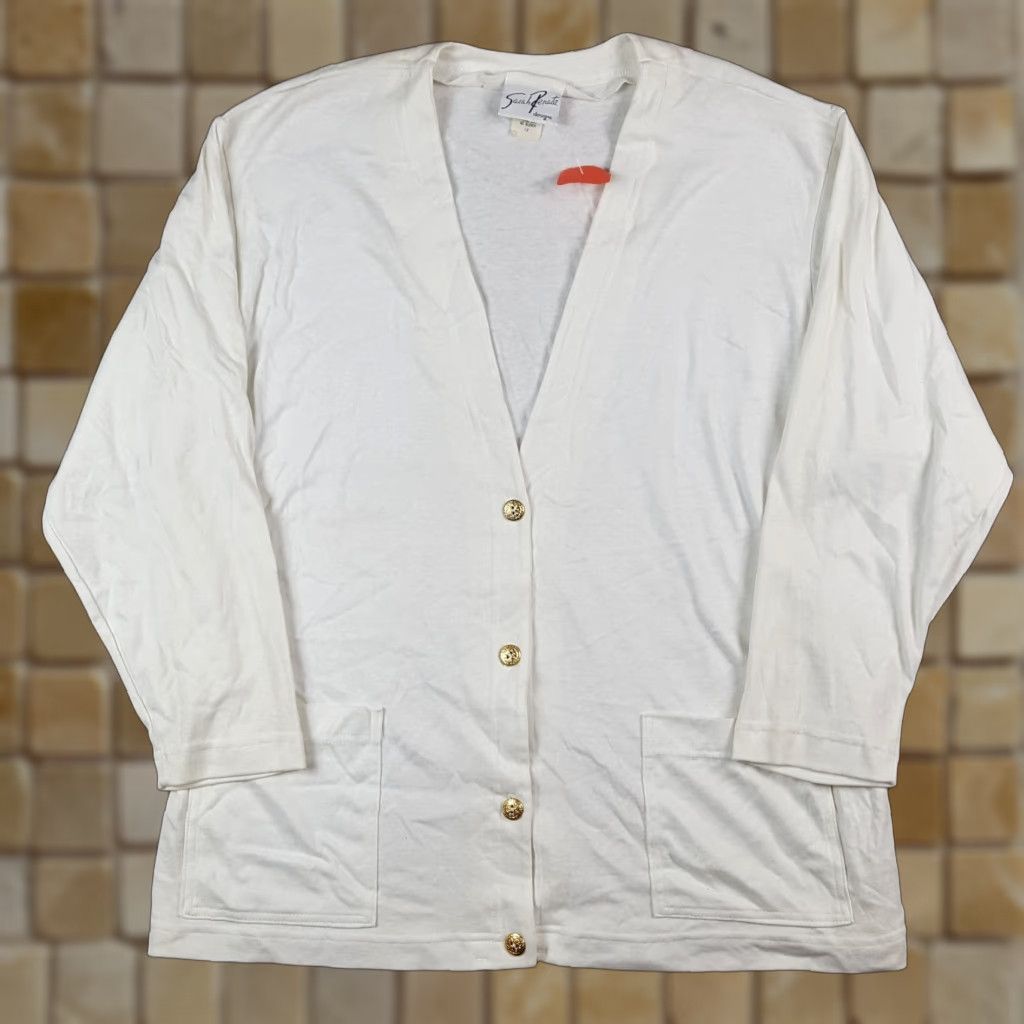 Vintage VINTAGE Y2K Cardigan Sweater Women 1X Oversized Button Knit White 90s Grunge 80s 90s Womens Size XL / US 12-14 / IT 48-50 - 1 Thumbnail