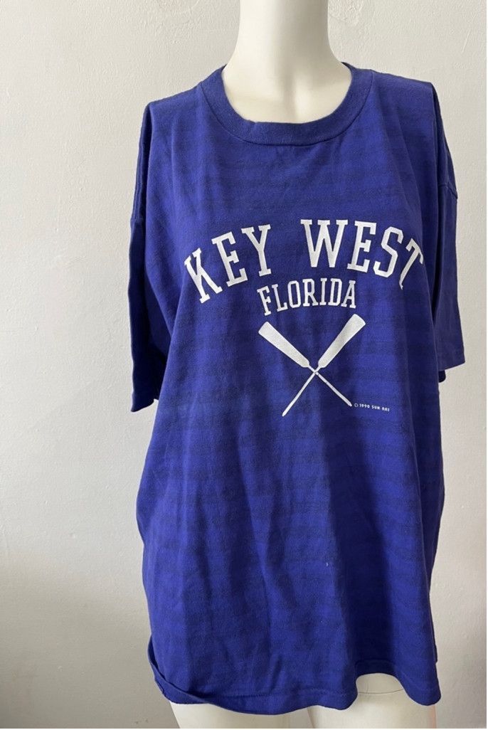 Vintage purple black stripe key west Florida oars tee XL