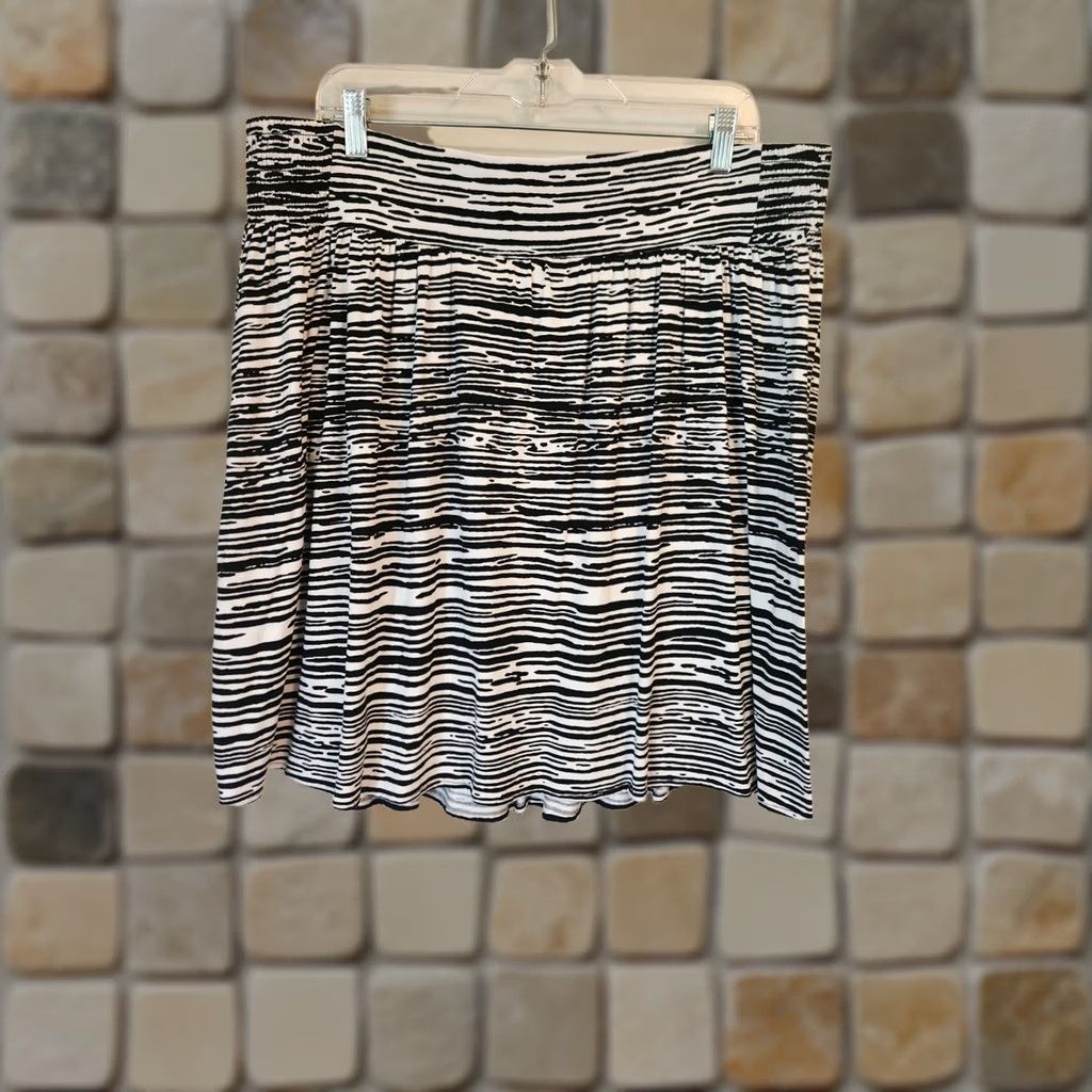 Vintage Lane Bryant Skirt Black White Zebra Print A Line Thick Elastic Waist 18 20 Women Size 40" / US 18 - 1 Thumbnail