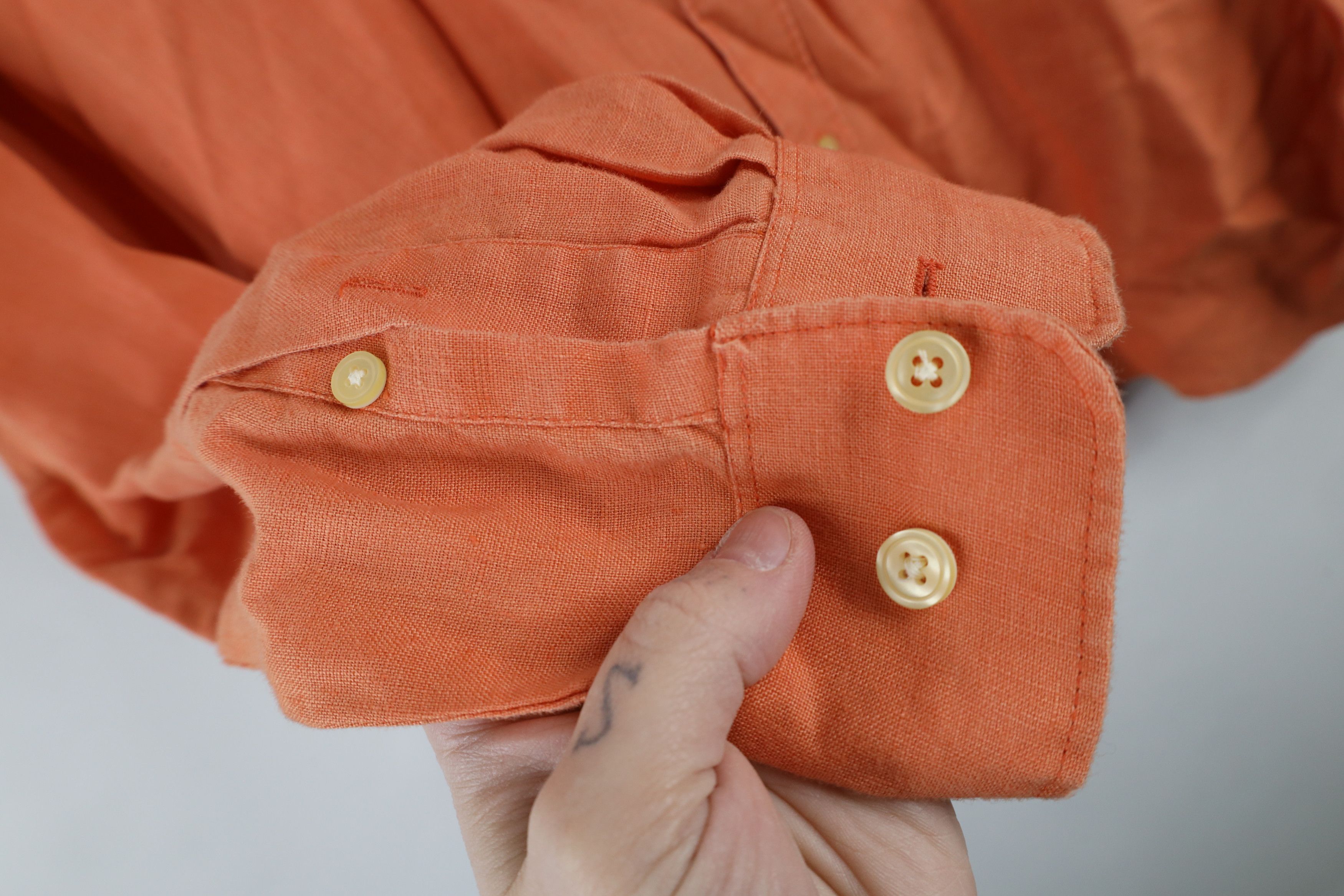 Gap × Vintage Vintage 90s Gap Faded Linen Collared Button Shirt Orange Size US M / EU 48-50 / 2 - 4 Thumbnail