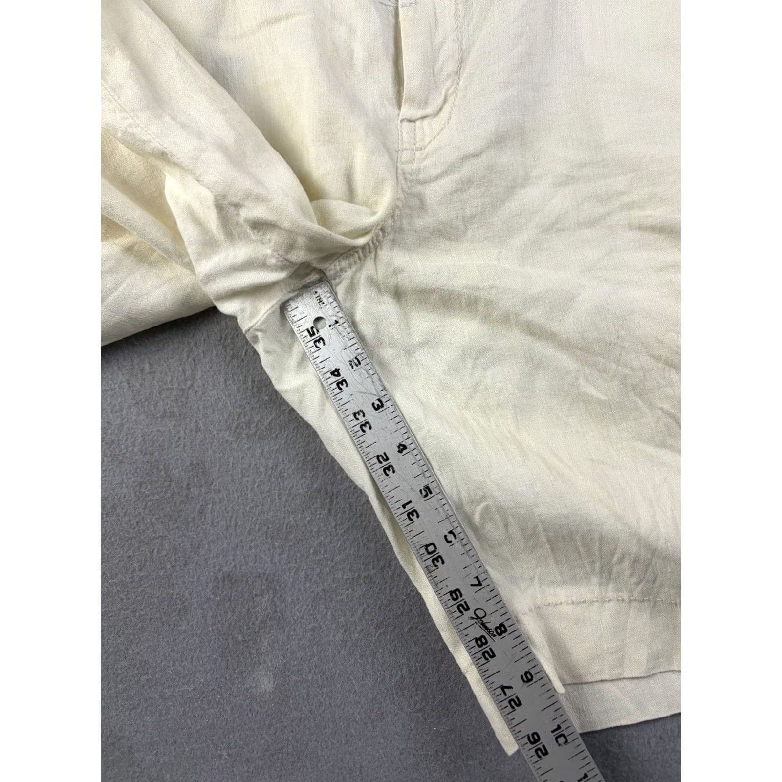 Polo Ralph Lauren VINTAGE Polo Ralph Lauren Chino Shorts Men 38 White Linen Silk Blend Chain Zip Shirt? Size US M / EU 48-50 / 2 - 8 Thumbnail