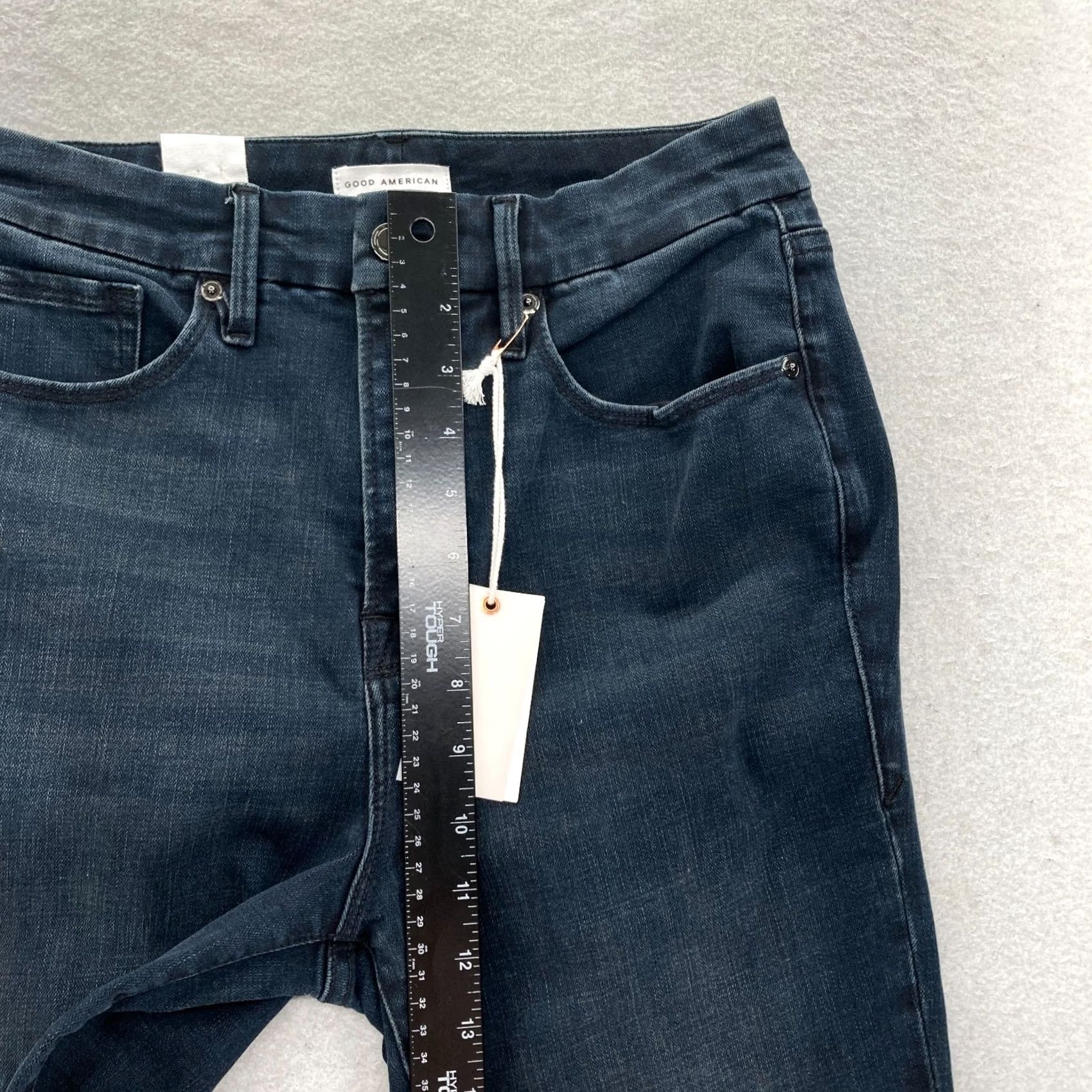 Good American GOOD AMERICAN Good Waist Crop Jeans Women's 8/29 Dark Blue Stretch Denim Slim Cropped 5-Pocket Size 8/29 Blue Size 29" - 7 Thumbnail