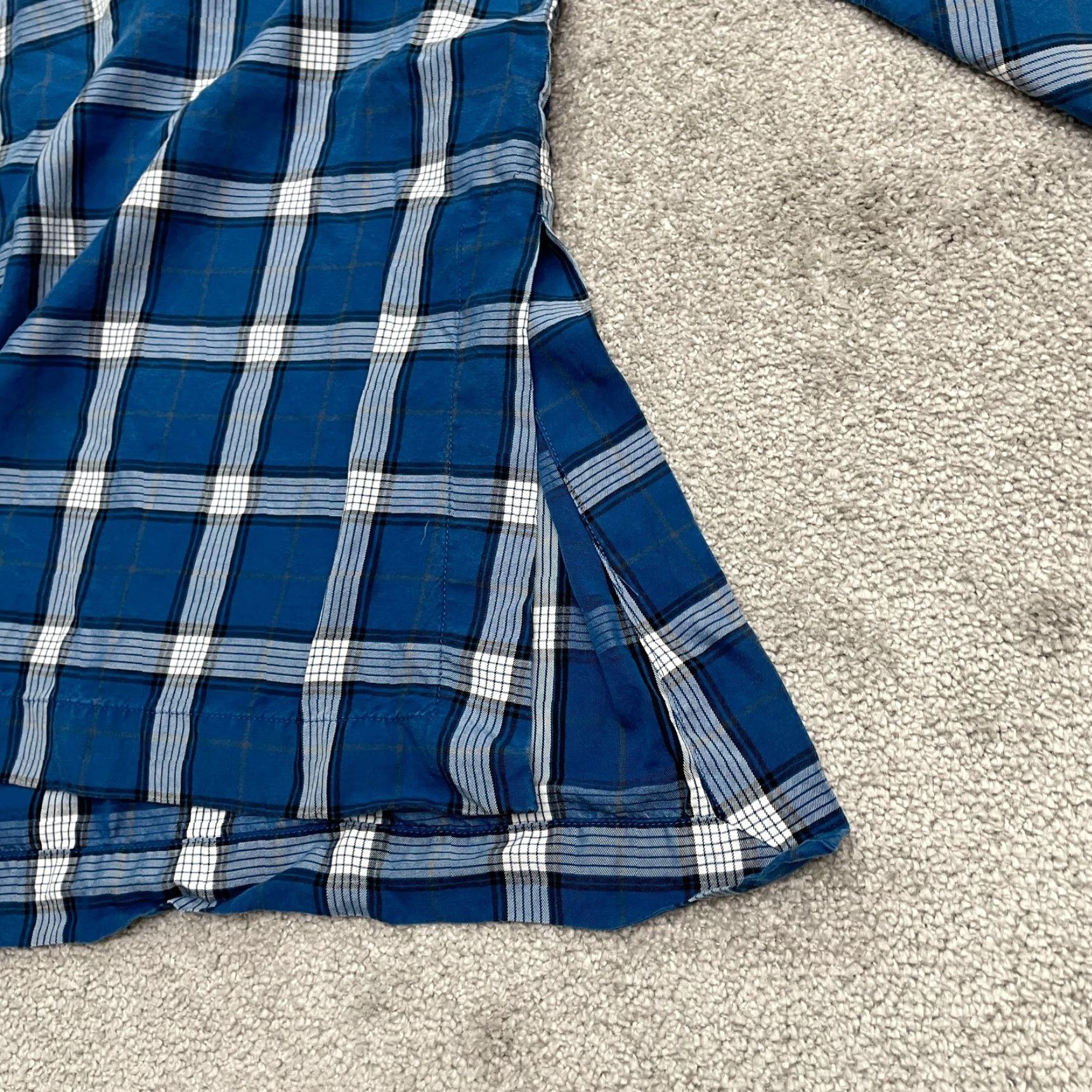 J. Jill J.Jill Blouse Shirt Womens Large Petite Plaid Tencel Long Sleeve Crew Neck Button Casual Fall Spring Summer Blue White Pattern Li ne-Up Size L / US 10 / IT 46 - 5 Thumbnail