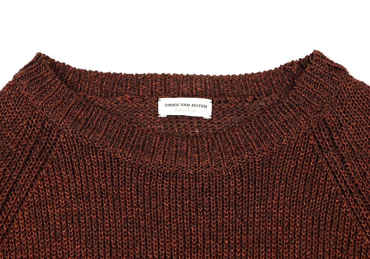 Dries Van Noten Linen Raglan Sleeve Knit Sweater in Orange-Brown Size S Size US S / EU 44-46 / 1 - 3 Thumbnail
