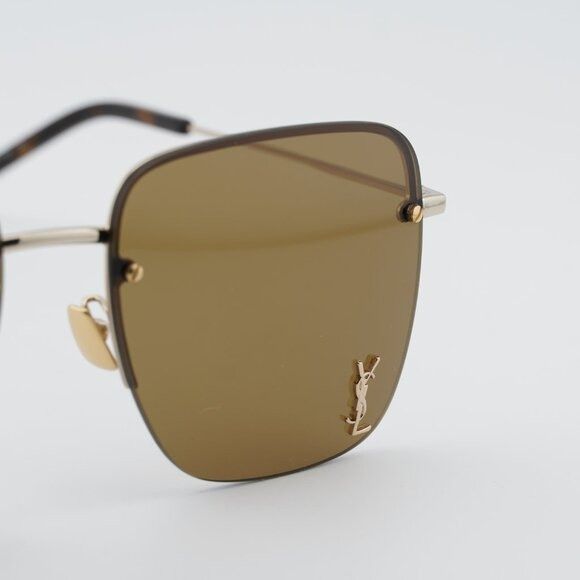 Saint Laurent Paris Saint Laurent SL 312 M 014 Sunglasses Gold Square Frame Size ONE SIZE - 6 Thumbnail