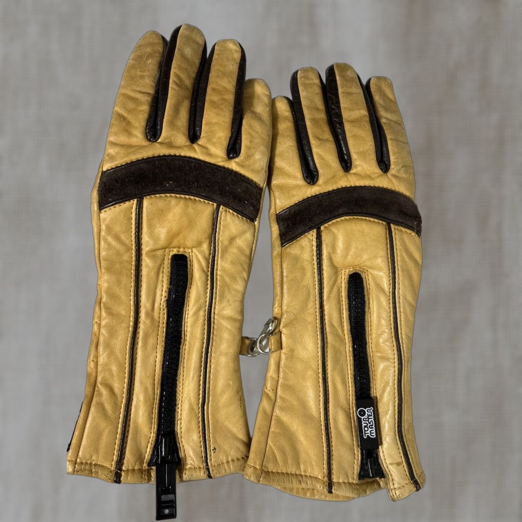 Vintage VINTAGE Tourmaster Gloves Size Small Tan Leather Zip Up Driving Long Past Wrist Size ONE SIZE - 1 Thumbnail