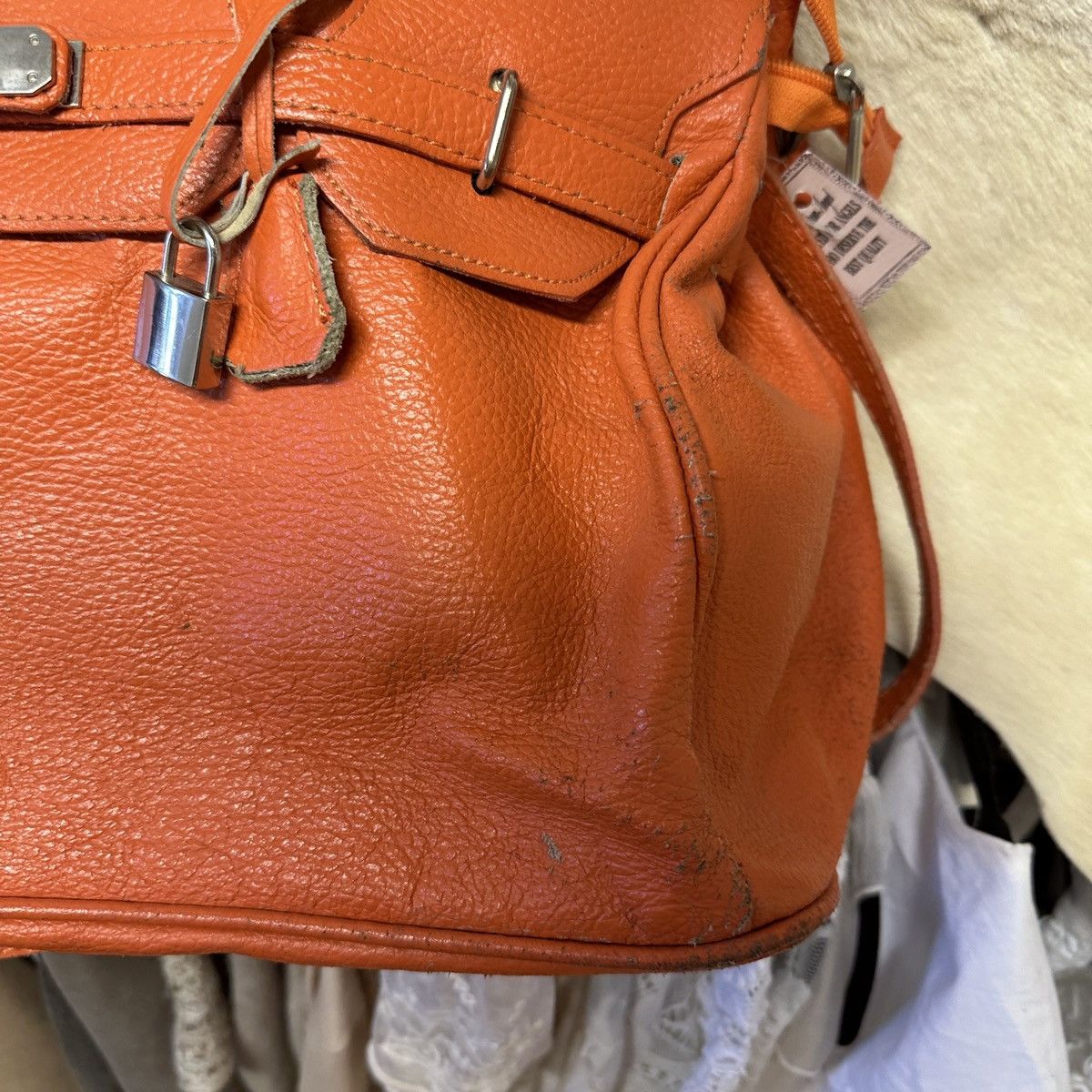 Vintage Vintage orange leather Firkin tote shoulder bag Size ONE SIZE - 7 Thumbnail