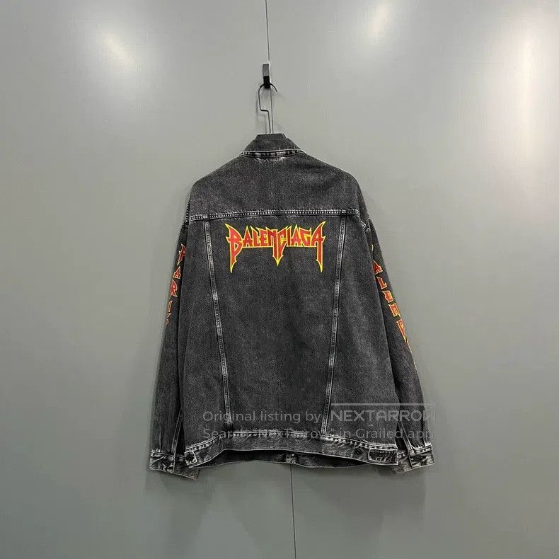 Balenciaga Balenciaga Black Washed Logo Denim Jacket Size US M / EU 48-50 / 2 - 2 Thumbnail