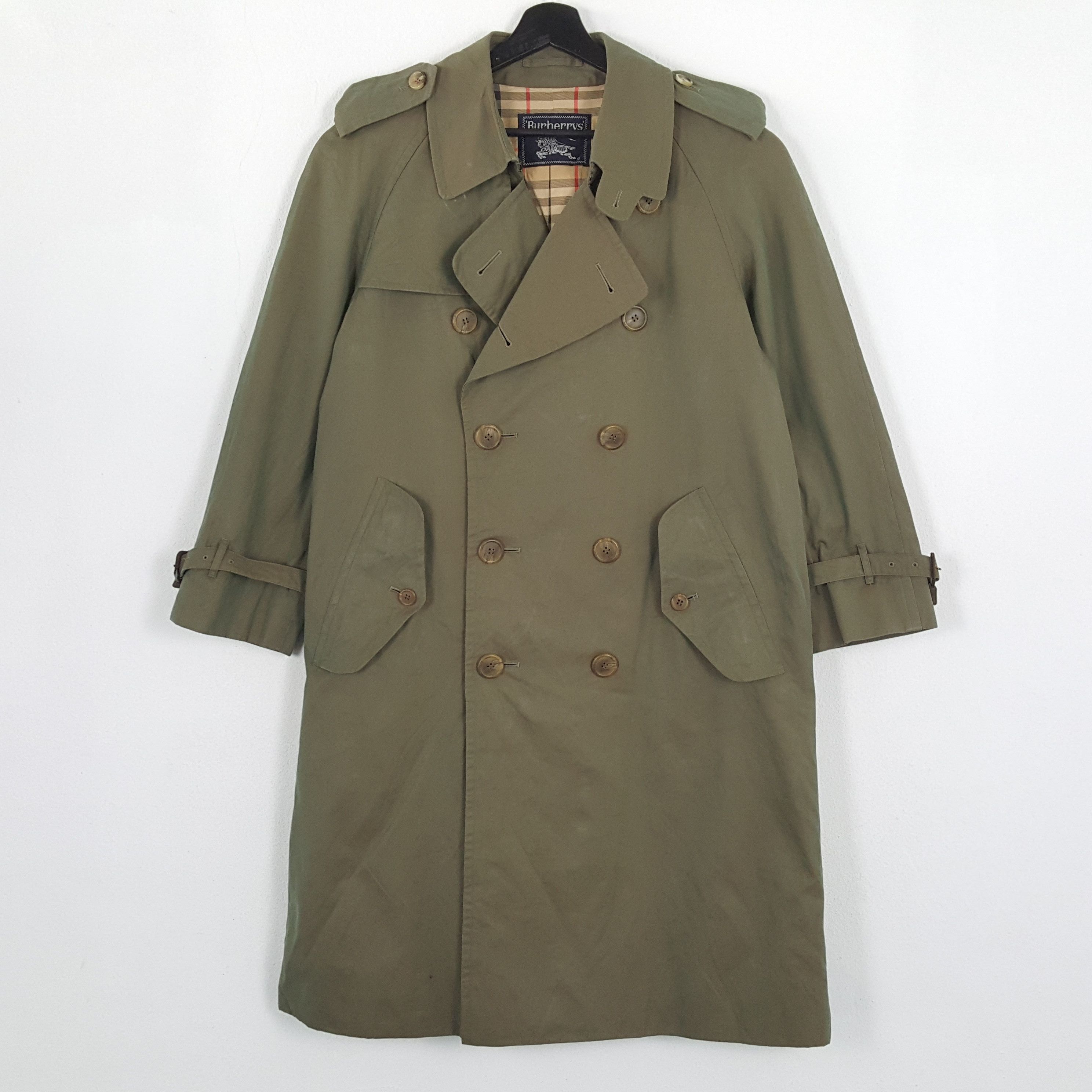 image of Burberrys Luxury Brand Winter Fashion Trench Coat Jacket in Green, Men's (Size Medium)