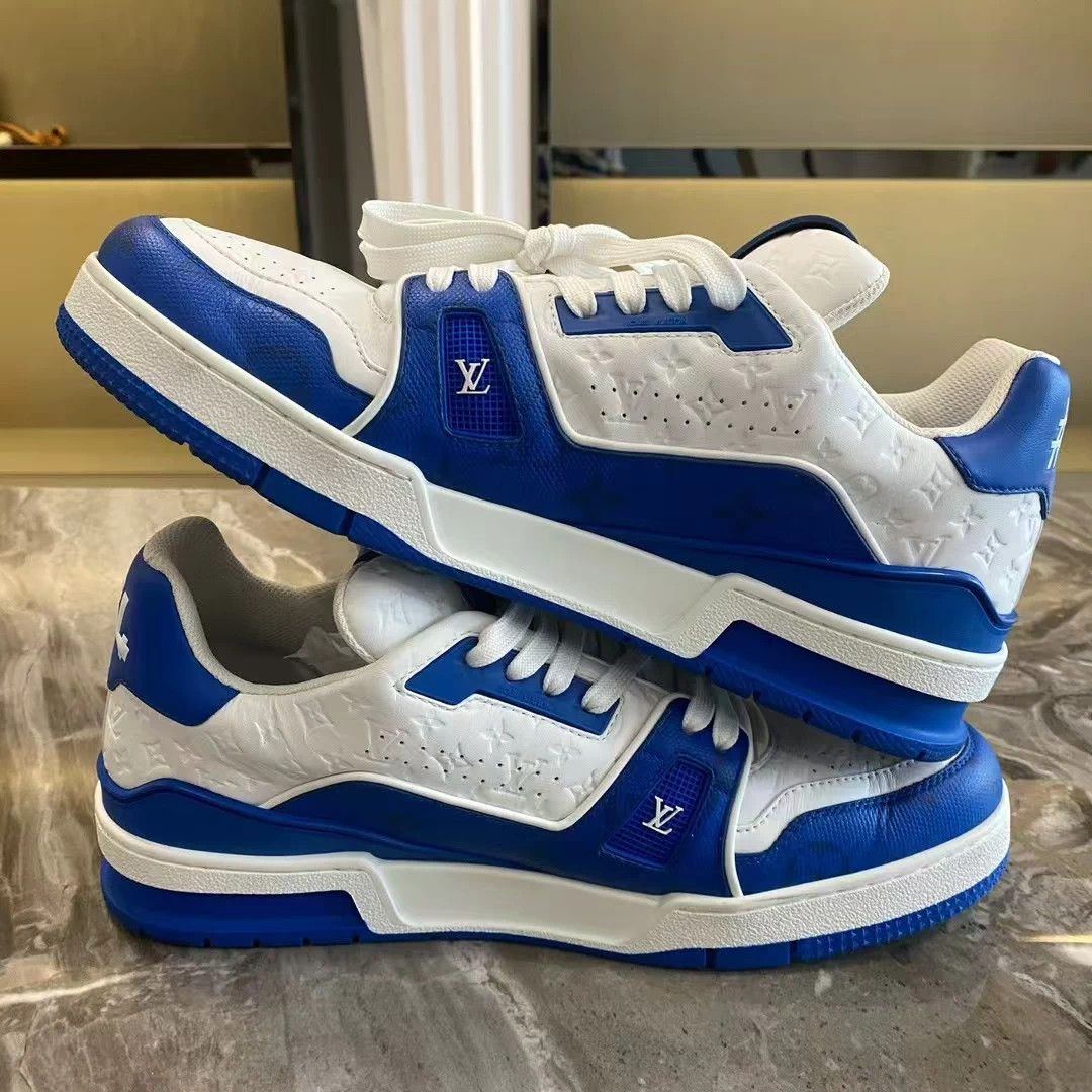 Louis Vuitton LOUIS VUITTON Trainer White Blue 41 95 New OG Box Size US 8 / EU 41 - 5 Thumbnail