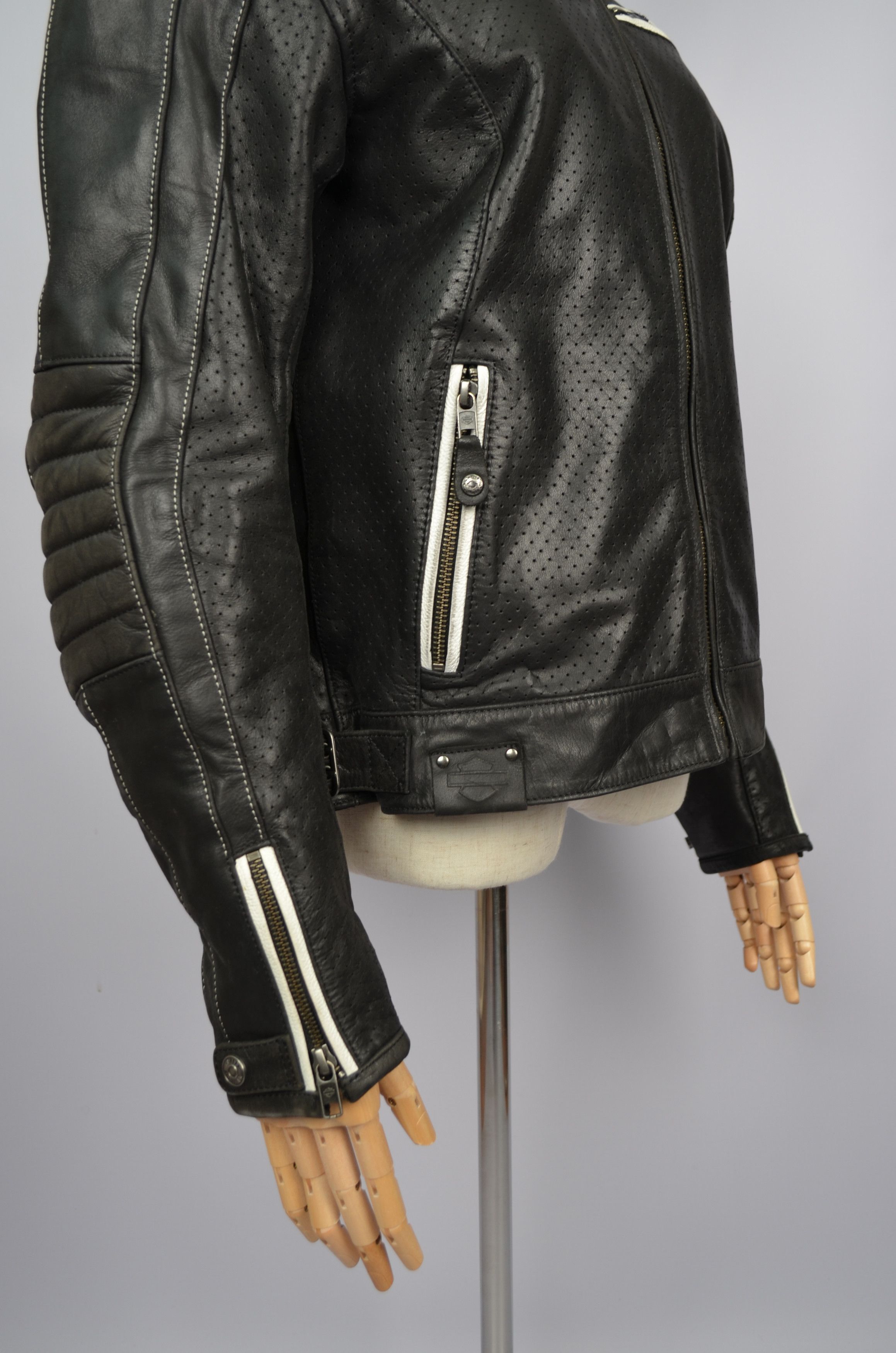 Harley Davidson Harley Davidson Zadar Womens Perforated Leather Biker Jacket Size L / US 10 / IT 46 - 14 Thumbnail