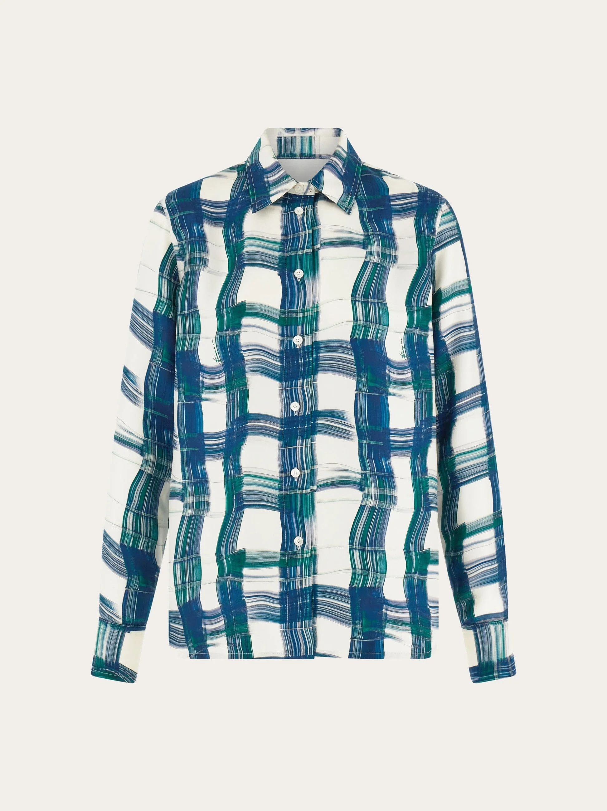 Salvatore Ferragamo o1s1rm0426 Tartan Shirt in Blue/White Size L / US 10 / IT 46 - 1 Thumbnail