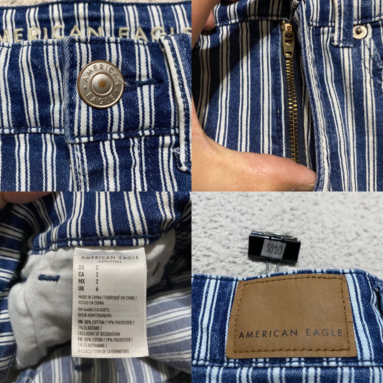 American Eagle Outfitters American Eagle Outfitters Shorts Denim 2 Blue Striped High Rise 2 in Inseam Womens Regular Size 2 Cotton Polyester Spandex 5-Pocket Size 26" / US 2 / IT 38 - 8 Thumbnail