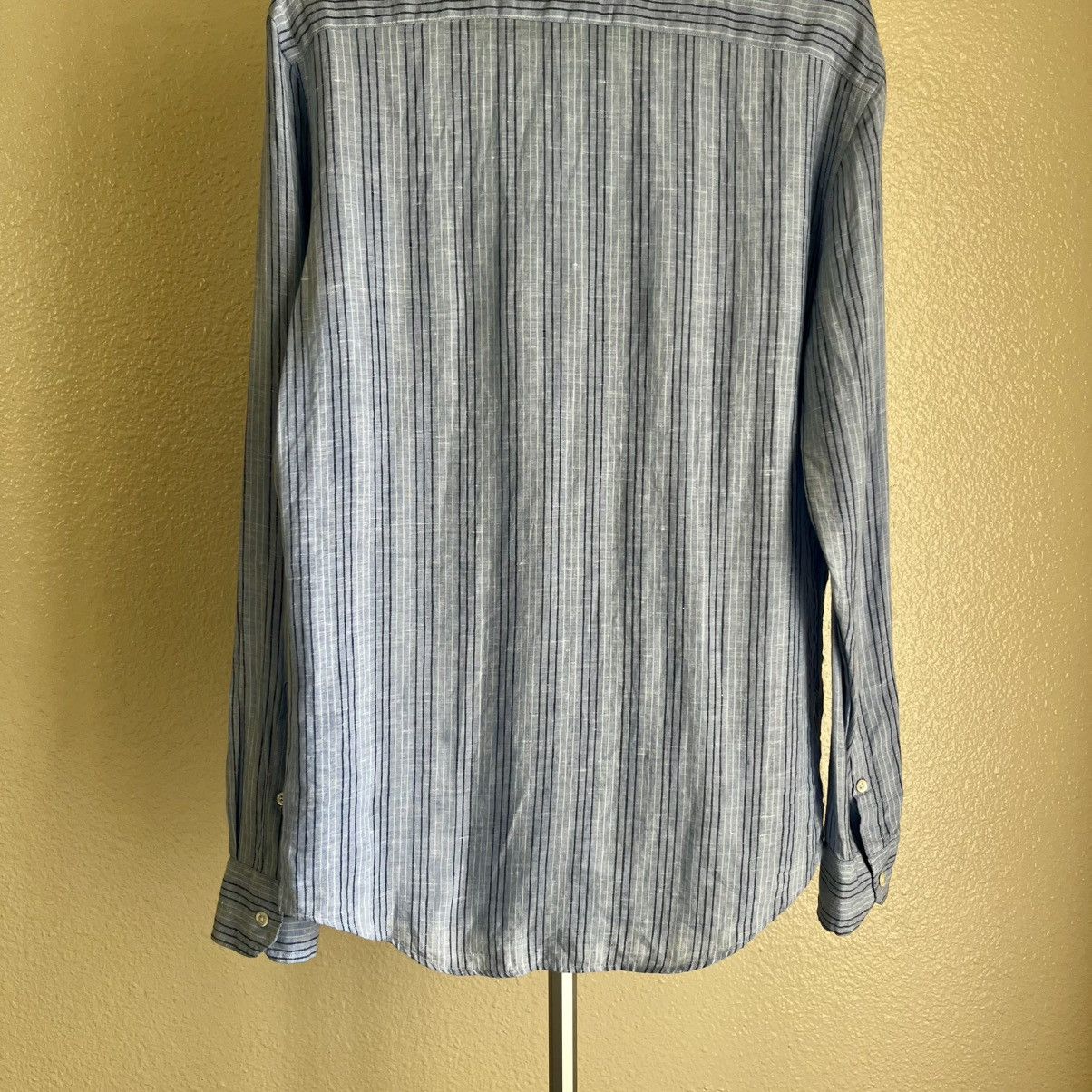 Emporio Armani EMPORIO ARMANI 100% Linen Striped Shirt Blue Size S Size US S / EU 44-46 / 1 - 8 Thumbnail