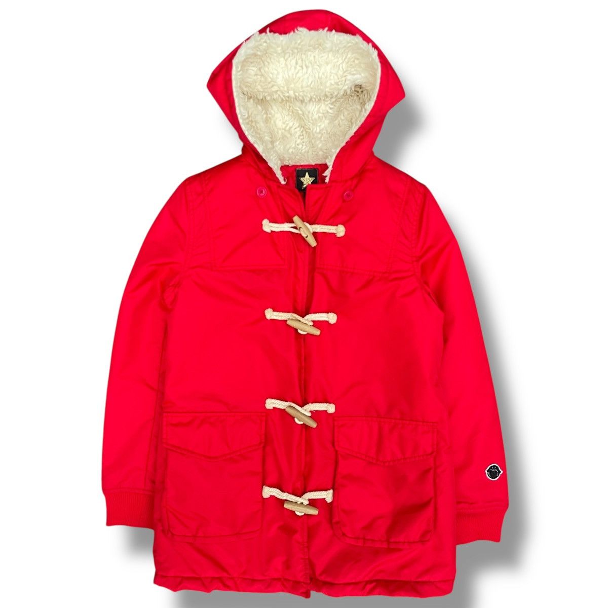 20471120 24071120 Hyoma Red Nylon Fur Hood Quilted Duffle Coat Size US S / EU 44-46 / 1 - 1 Thumbnail