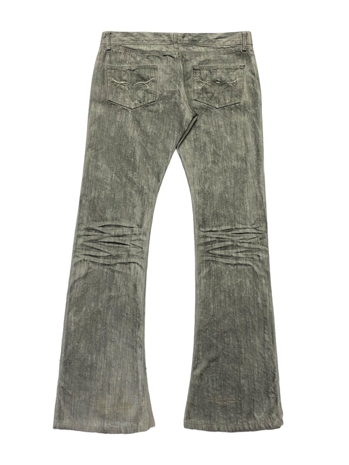 JACKROSE Jack Rose Ripped Distressed Clow Mark Smoke Denim Pants Size 33" - 3 Thumbnail