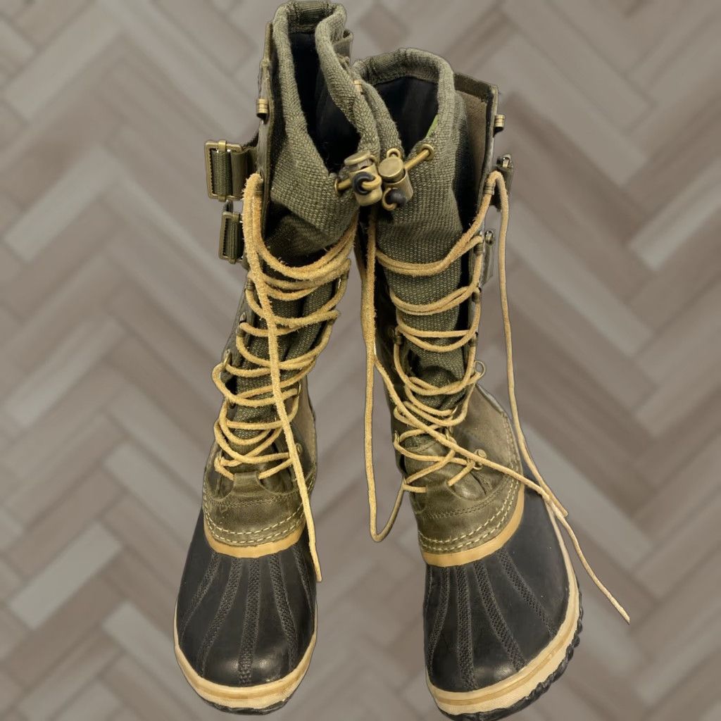 SOREL VINTAGE Sorel Conquest Carly Leather Snow Boots Waterproof Winter Boots Women Size 10 EUR 41 Military Green Size US 10 / IT 40 - 1 Thumbnail
