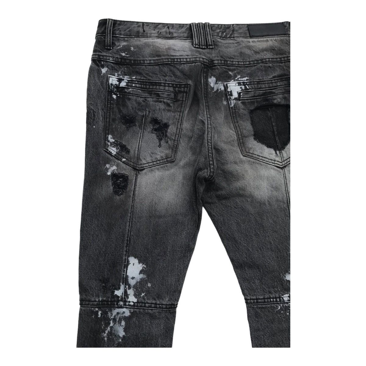 Japanese Brand Dot & Stripe Paint Splash Distressed Black Skinny Denim Pant Size US 31 - 17 Thumbnail