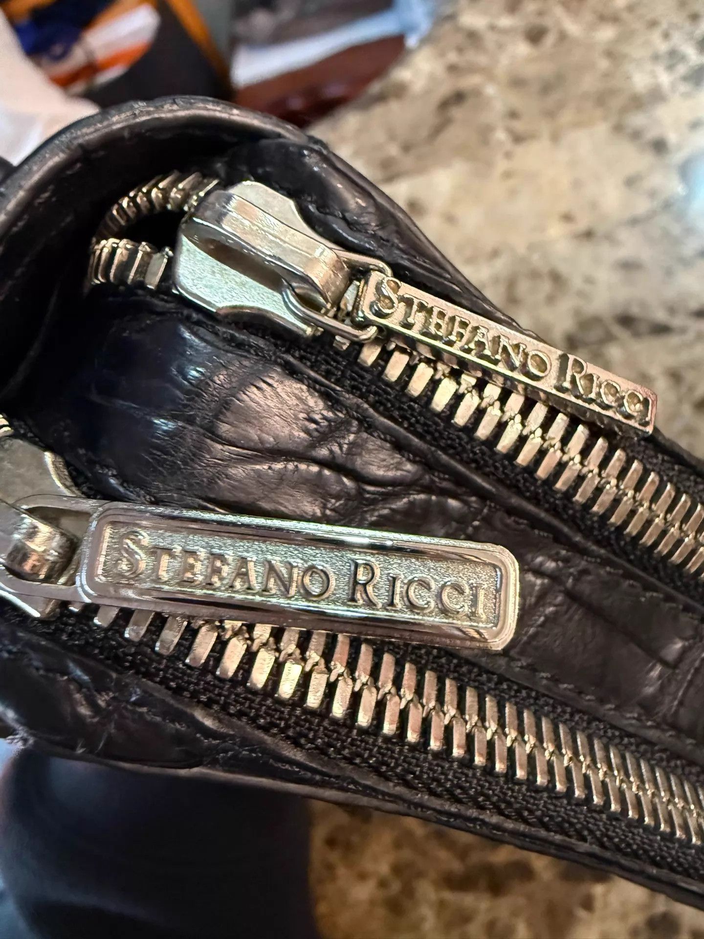 Stefano Ricci Stefano Ricci Matte Croc Black Clutch Double Zip Eagle 9/10 Size ONE SIZE - 2 Thumbnail