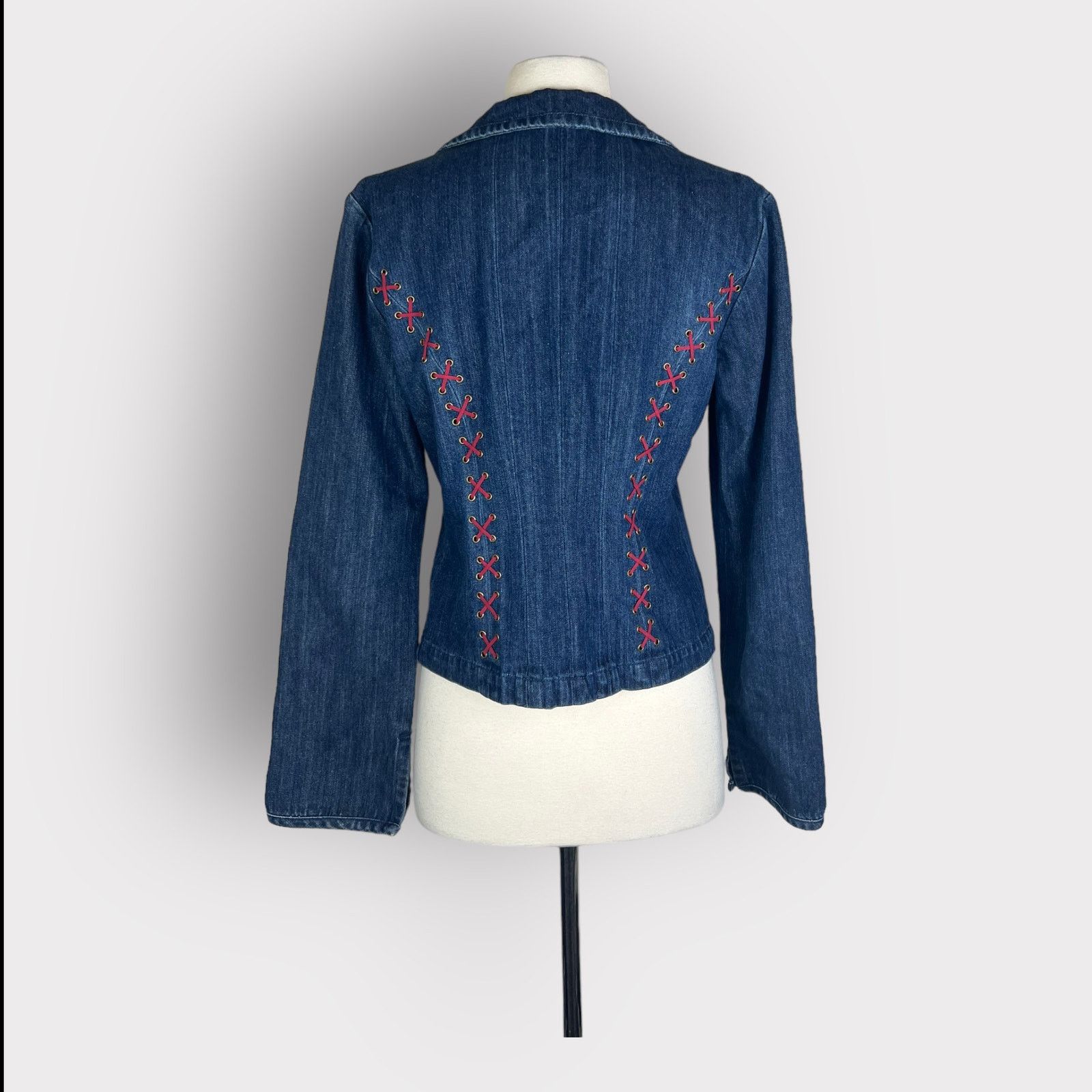 Vintage DStudio | Y2K Vintage Denim Jacket Lace Up | 8 Size M / US 6-8 / IT 42-44 - 3 Thumbnail