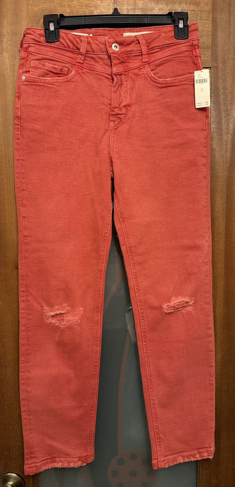 Anthropologie Anthropologie Pilcro Straight Red Orange Distressed Jeans 2 Size 27" / US 4 / IT 40 - 1 Thumbnail