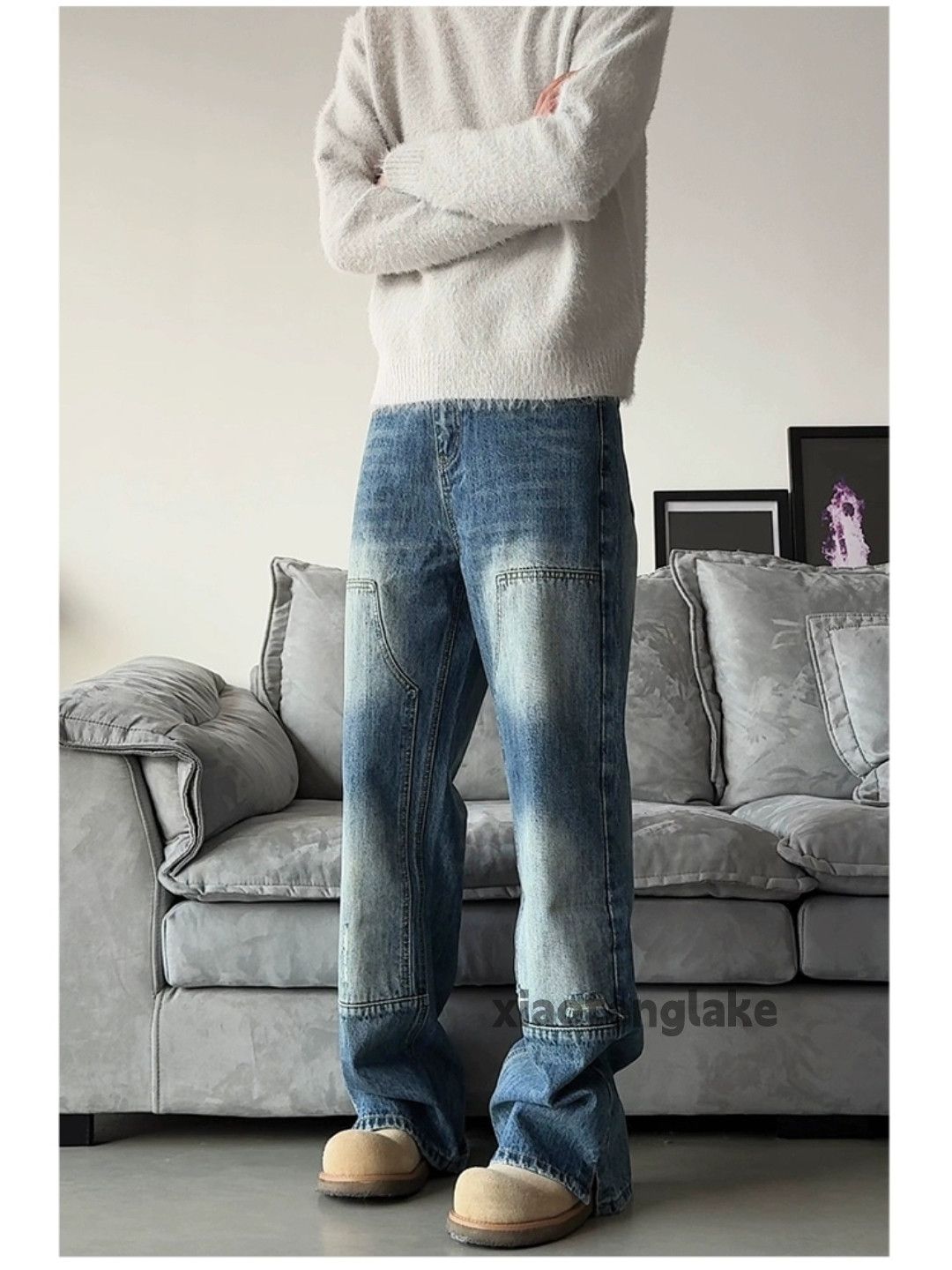 Jean × Vintage washed faded utility skate hiphop flared carpenter jeans Size US 32 / EU 48 - 4 Thumbnail