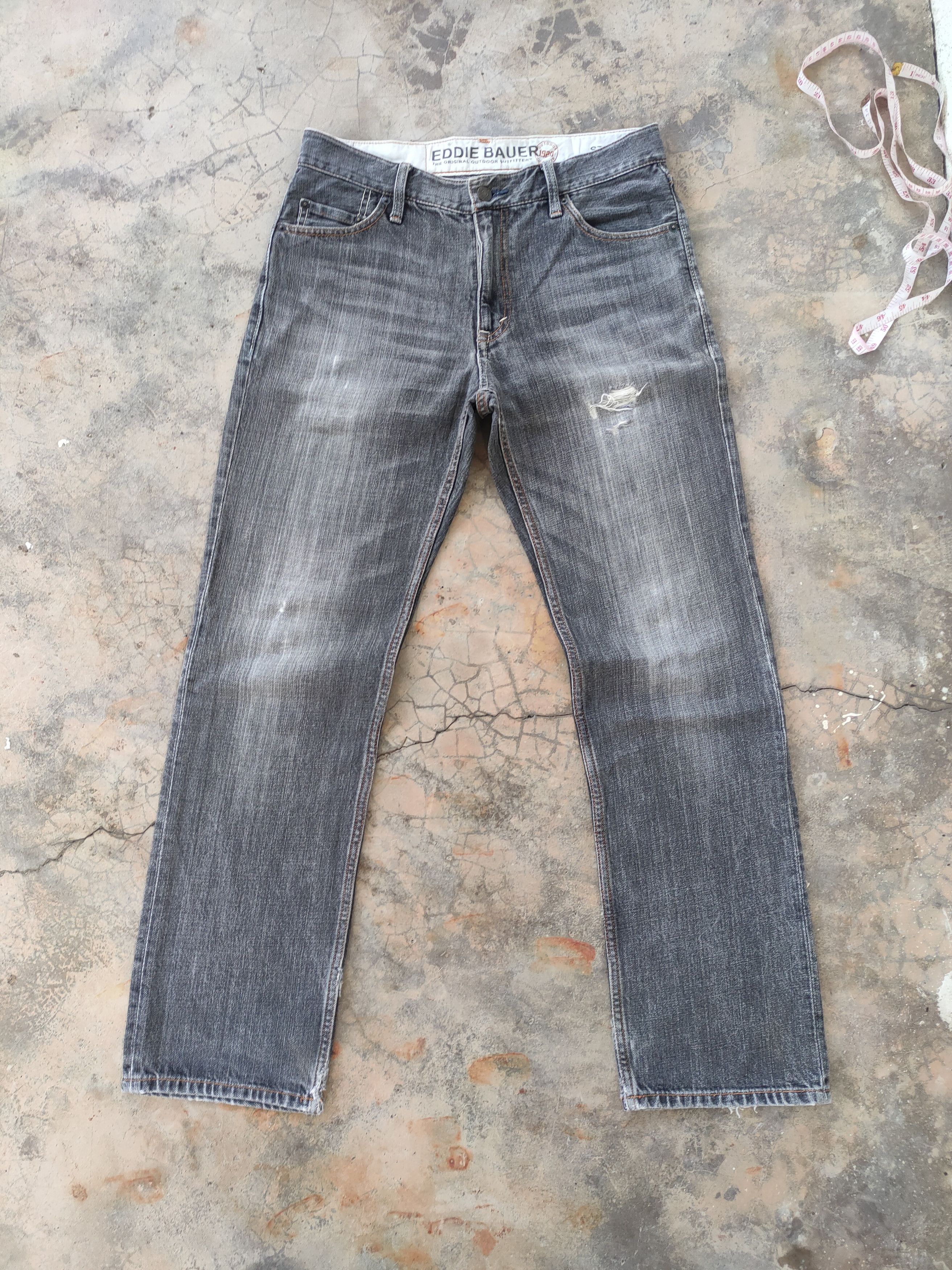 Eddie Bauer VINTAGE EDDIE BAUER FADED BLACK RIPPED JEANS PANTS Size US 31 - 1 Thumbnail