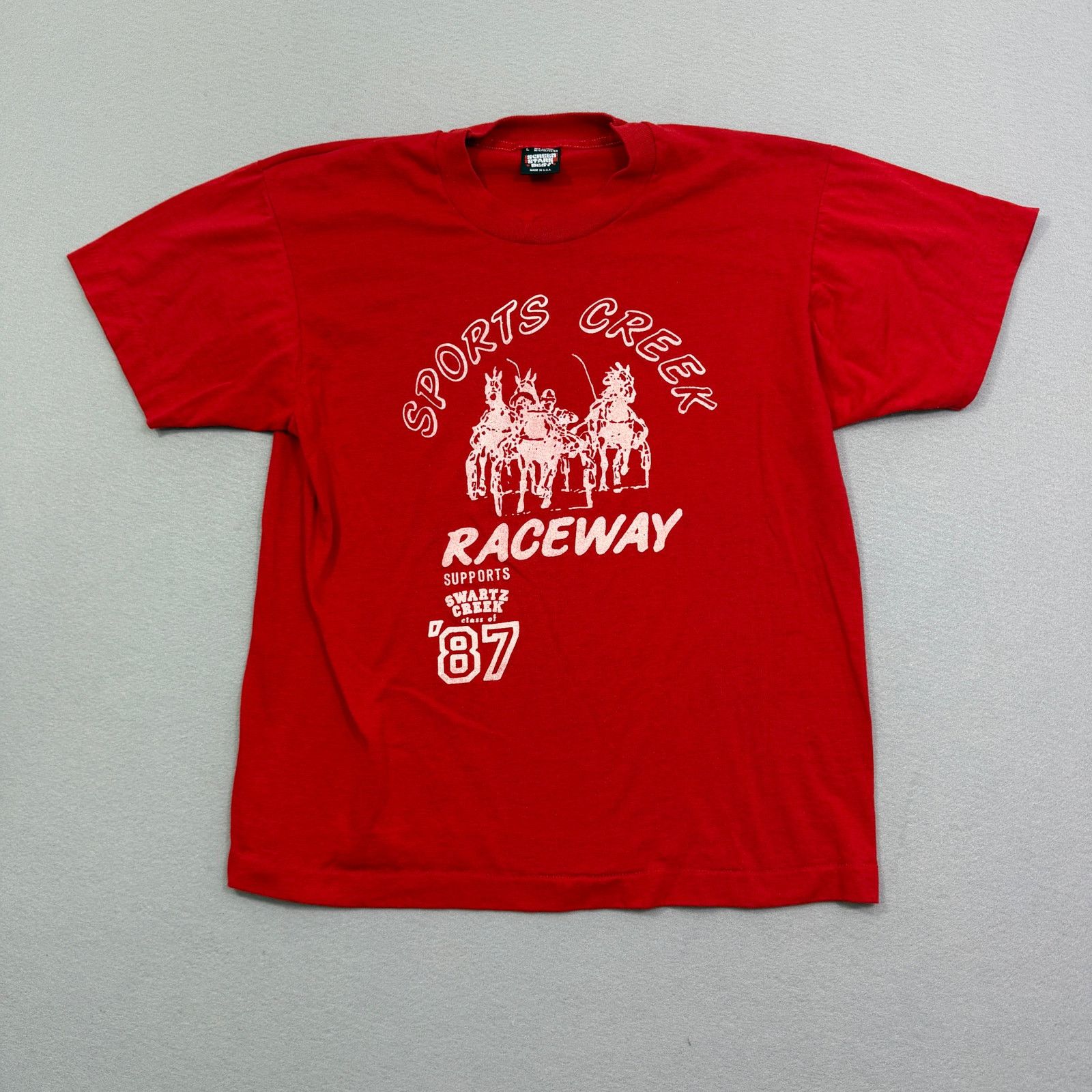 Vintage Vintage Sports Creek Raceway Shirt Men Large Red 1987 Size US L / EU 52-54 / 3 - 1 Thumbnail