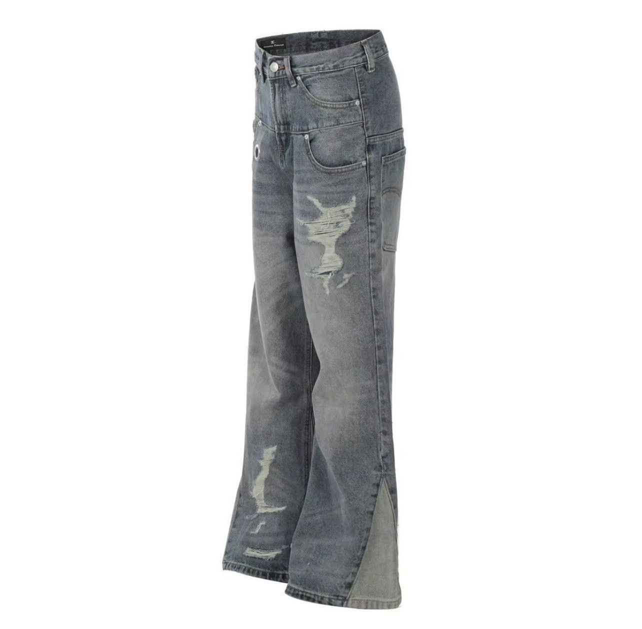 Jean Vintage Washed Distressed Splicing Flared Jeans Size US 30 / EU 46 - 4 Thumbnail