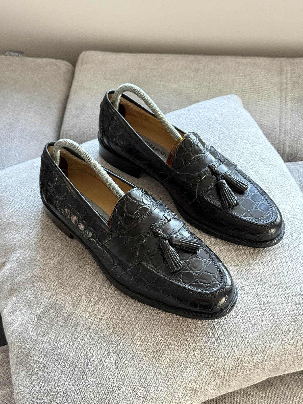 Johnston & Murphy Black Leather Penny Loafers