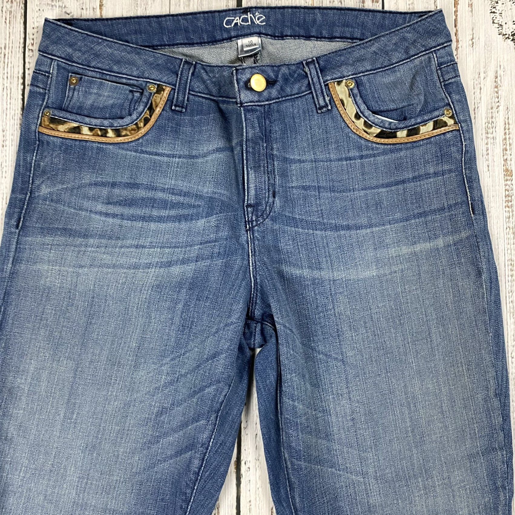Vintage VINTAGE Cache Cow Print Cropped Jeans Womens Size 10 Blue Western Size 32" / US 10 / IT 46 - 2 Thumbnail