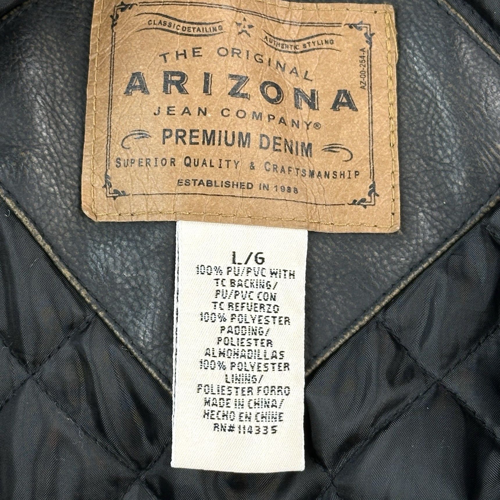 Vintage VINTAGE Arizona Jean Co Jacket Mens Large Brown Faux Leather Full Zip Moto Y2K Mens Regular Jacket Size US 33 - 6 Thumbnail