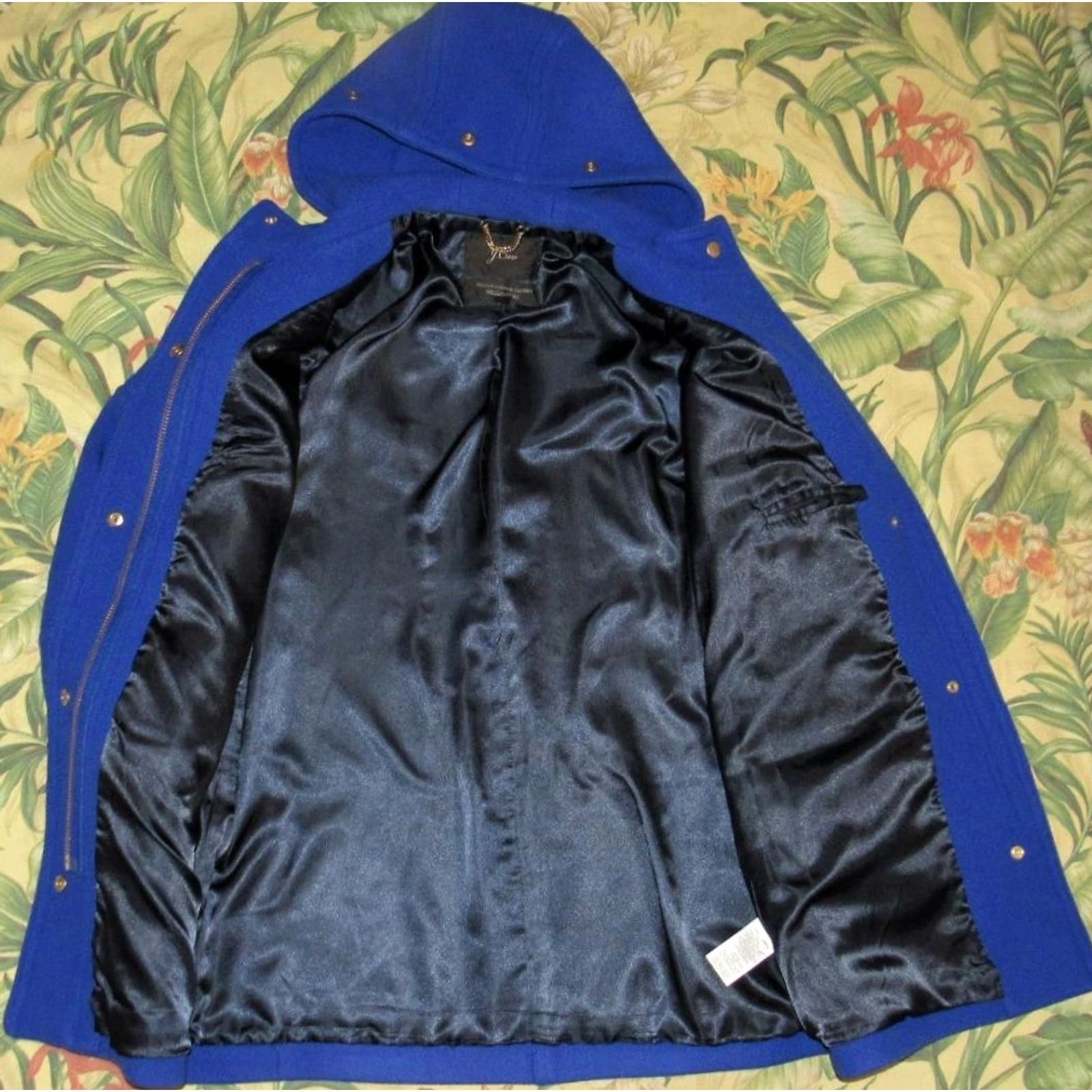 Vintage J CREW Royal Blue Nello Gori Wool Blend Stadium Cloth Hooded Coat Jacket 0 Size XS / US 0-2 / IT 36-38 - 4 Thumbnail