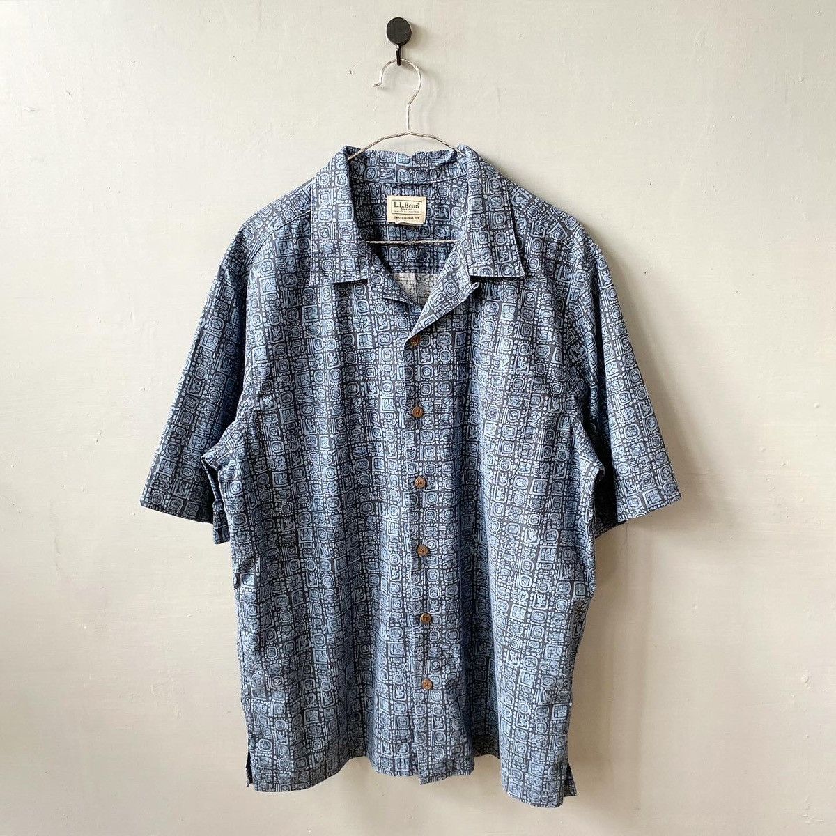 image of L L Bean x Vintage Ll Bean Aztec Motif Shirt in Blue, Men's (Size XL)