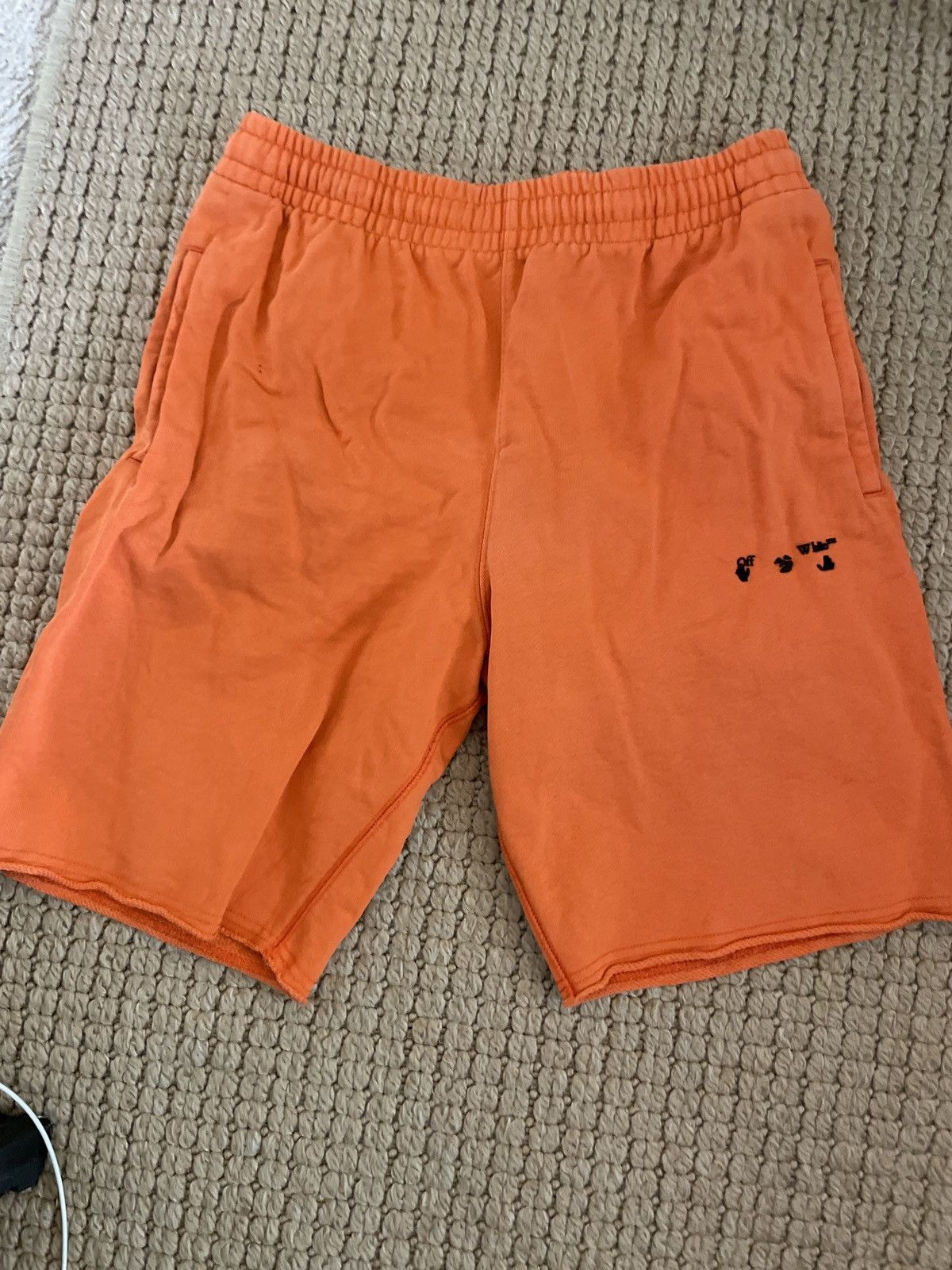 image of Off White Orange Sweat Shorts, Men's (Size 32)