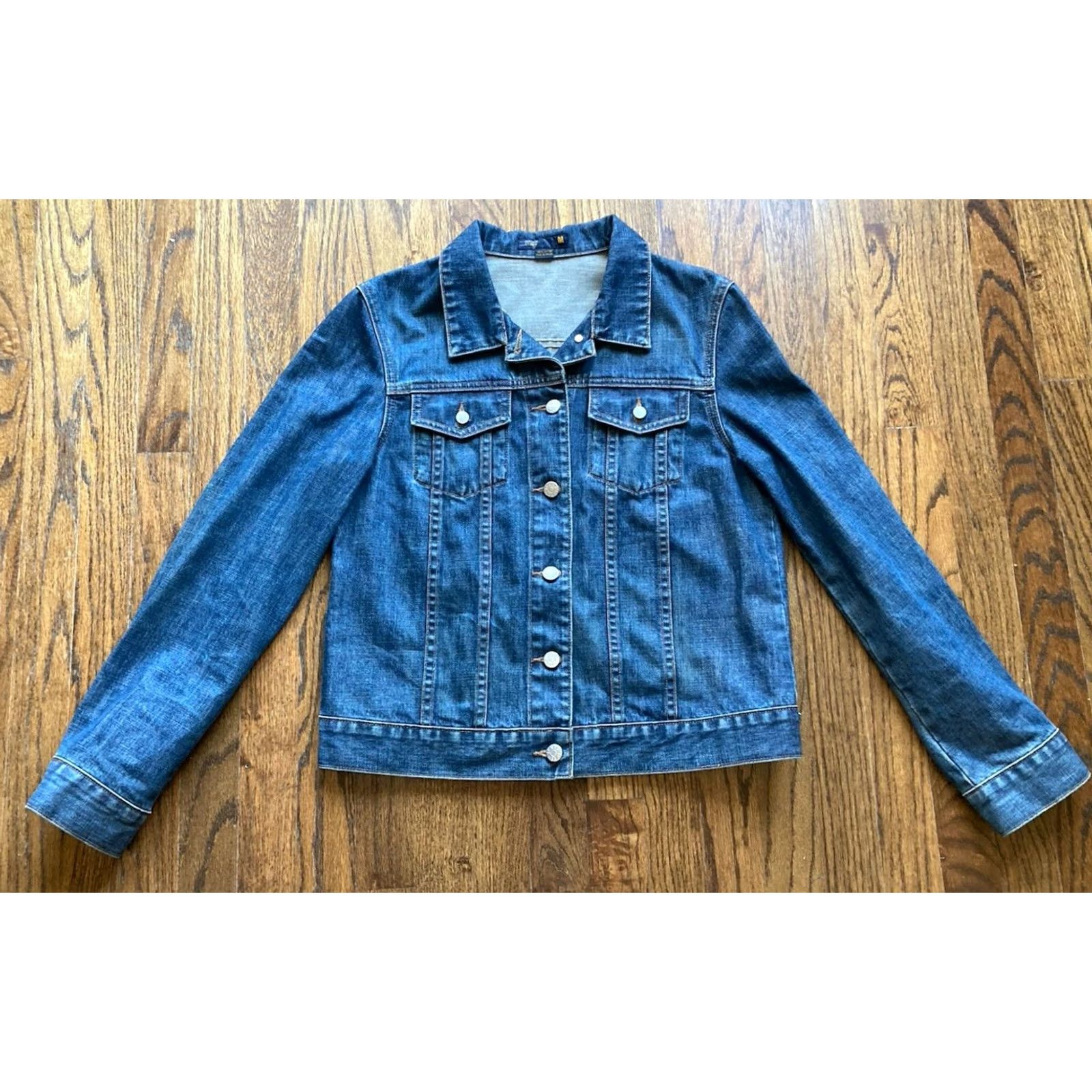J.Crew J.CREW Denim Jacket Womens Size M Blue Trucker Jean Classic Jacket Clothing City Casual Mens? Ladies? Size 32" / US 10 / IT 46 - 2 Thumbnail