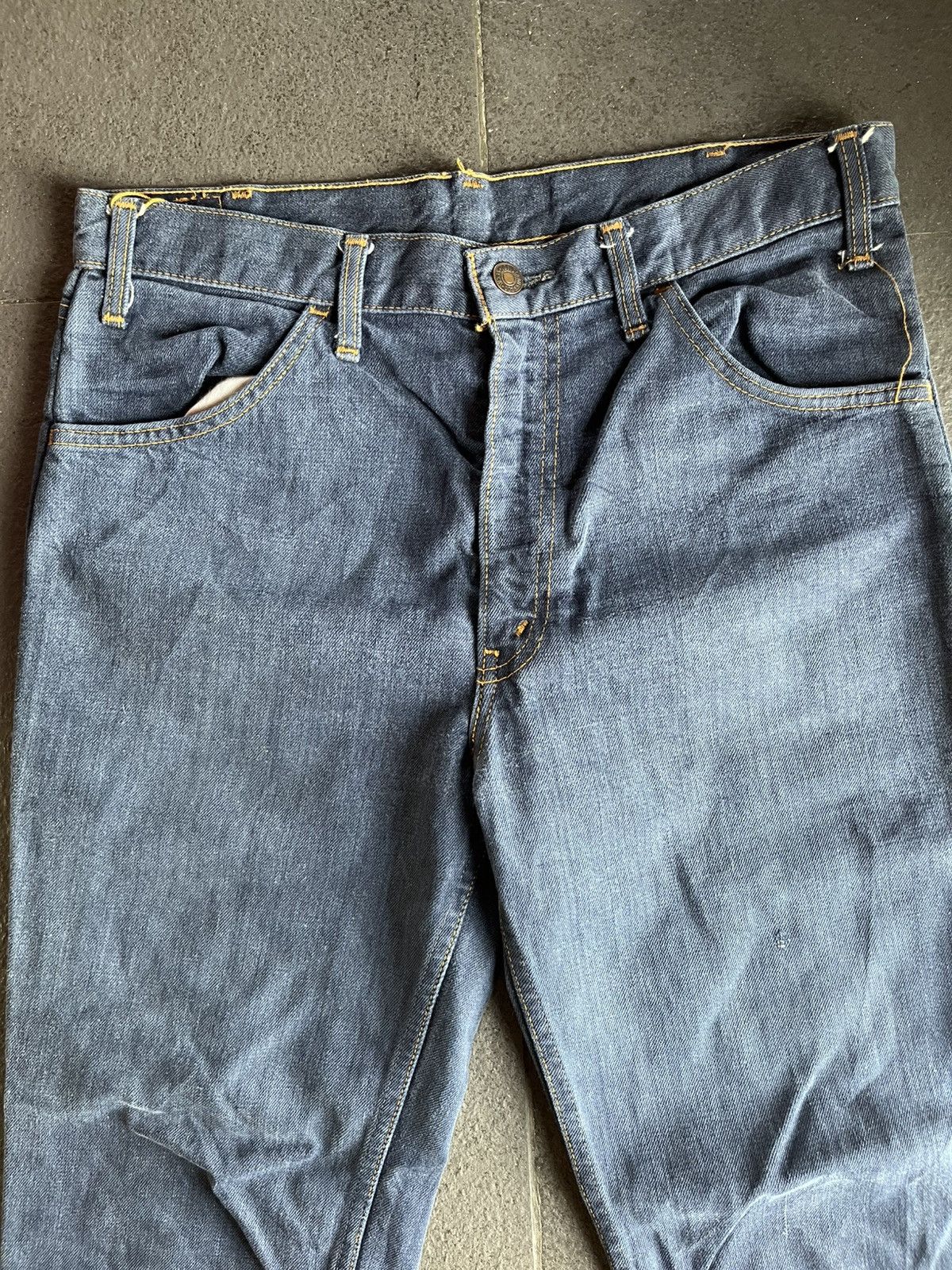 Levi's 🔥Rare Vtg 70s Levis 646 Big E Orange Tab Bottom Bell Flare Size US 33 - 4 Thumbnail