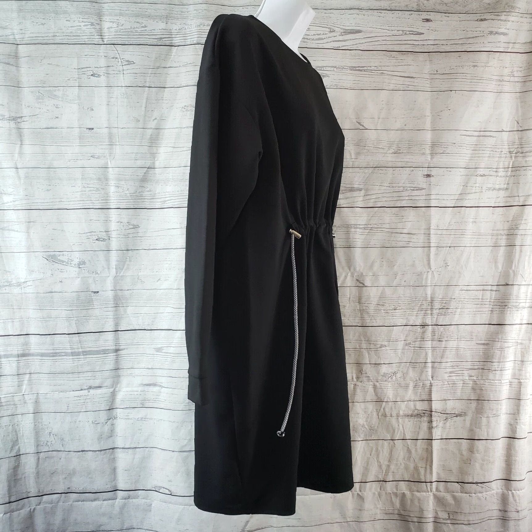 Zara Zara Womens Dress Small Solid Black Long Sleeve Cinched Front Shift Pullover Short 94% Polyester 6% Elastane Womens Size S / US 4 / IT 40 - 3 Thumbnail