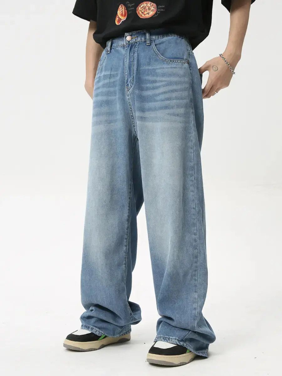 Japanese Brand Retro loose washed straight leg jeans Size US 32 / EU 48 - 5 Thumbnail