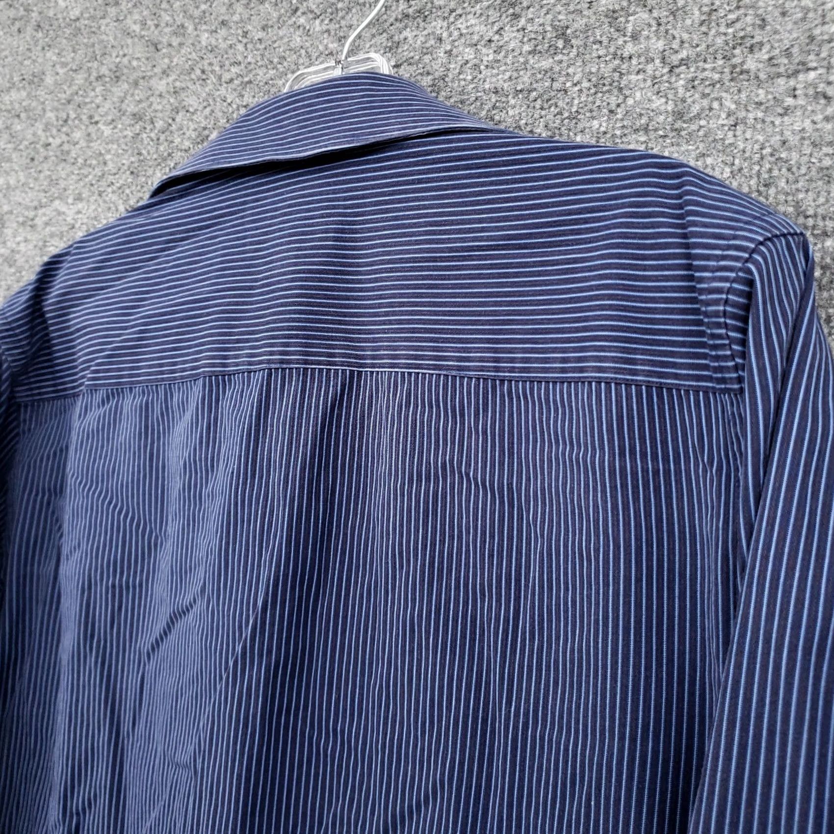 Apt. 9 Apt. 9 Dress Shirt Mens 16 Button-Up Blue Slim Fit Pinstripe Long Sleeve Cotton Size 42R - 7 Thumbnail