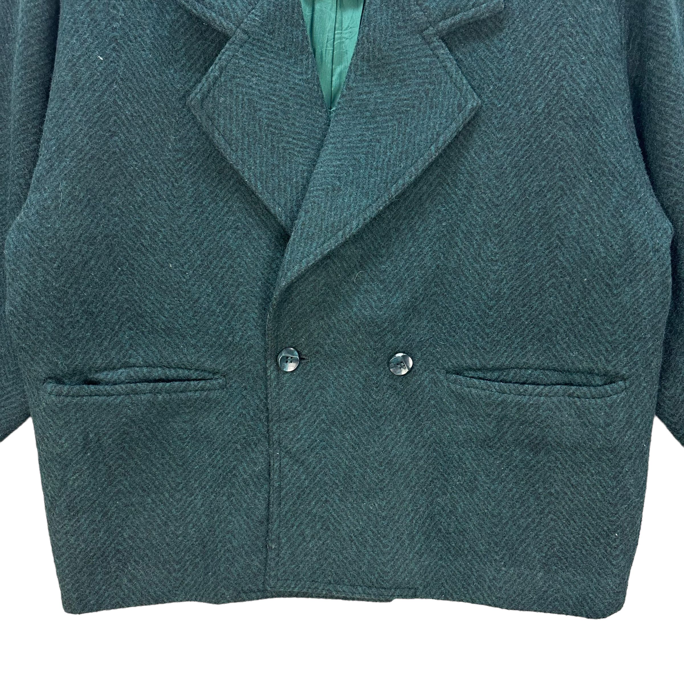 Vintage PACO ROBANNE DOUBLE BREASTED WOOL COAT HERRINGBONE #8267-219 Size L / US 10 / IT 46 - 3 Thumbnail