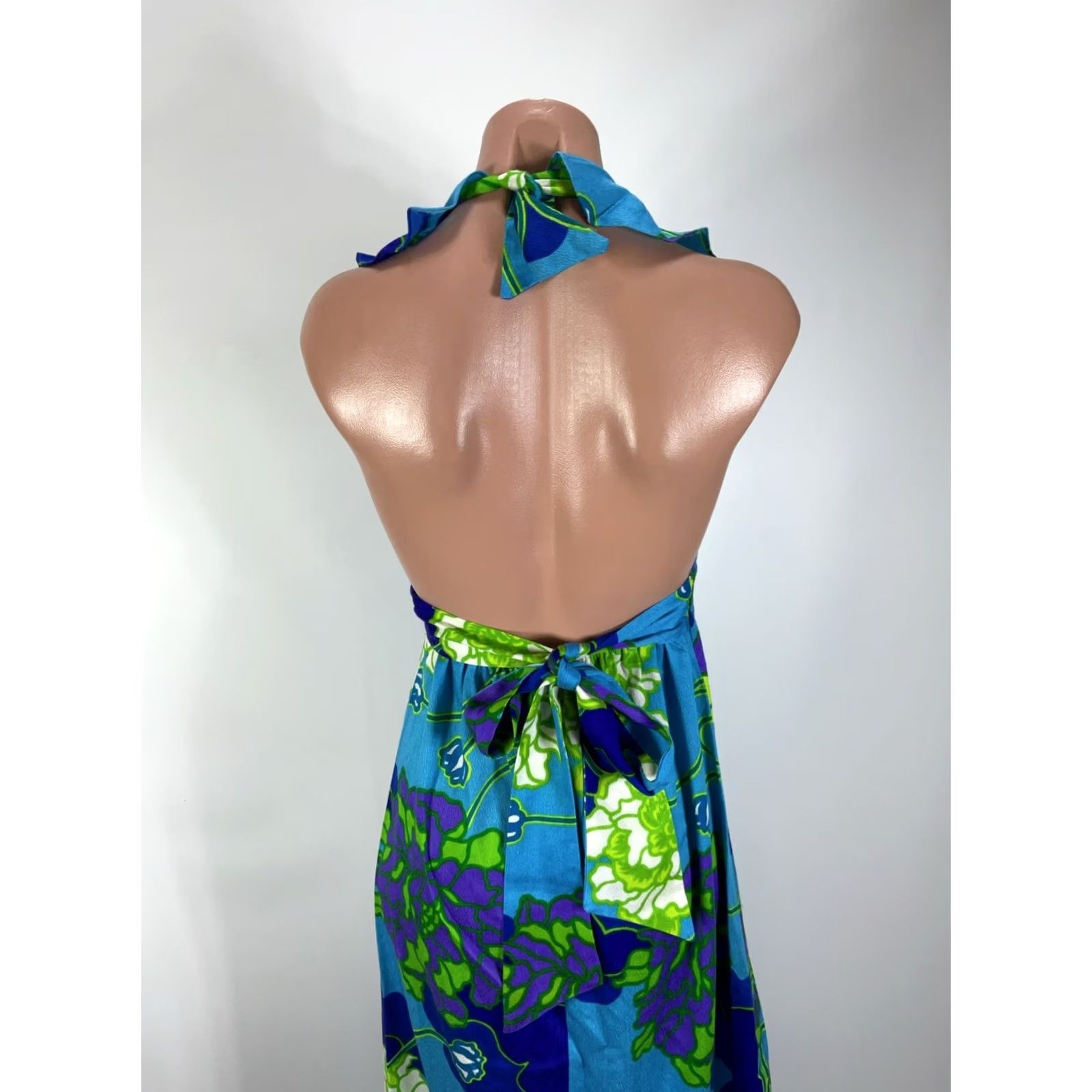 Vintage VINTAGE Pomare Hawaii Maxi Halter Tiki Dress Floral Blue Purple Psychedelic Dress Womens 70s 60s Hawaiian Casual Party/Cocktail Summer Fall Size M / US 6-8 / IT 42-44 - 6 Thumbnail