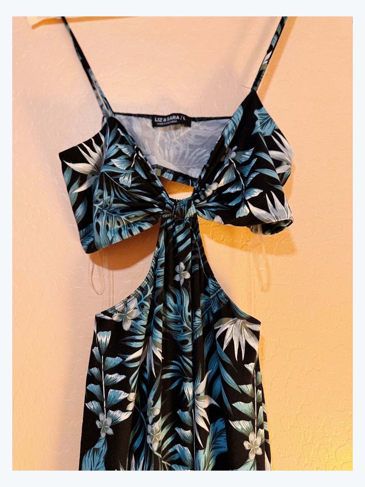 Other Liz & Sara Tropical Cutout Midi Dress – Leaf Print Size L / US 10 / IT 46 - 3 Thumbnail
