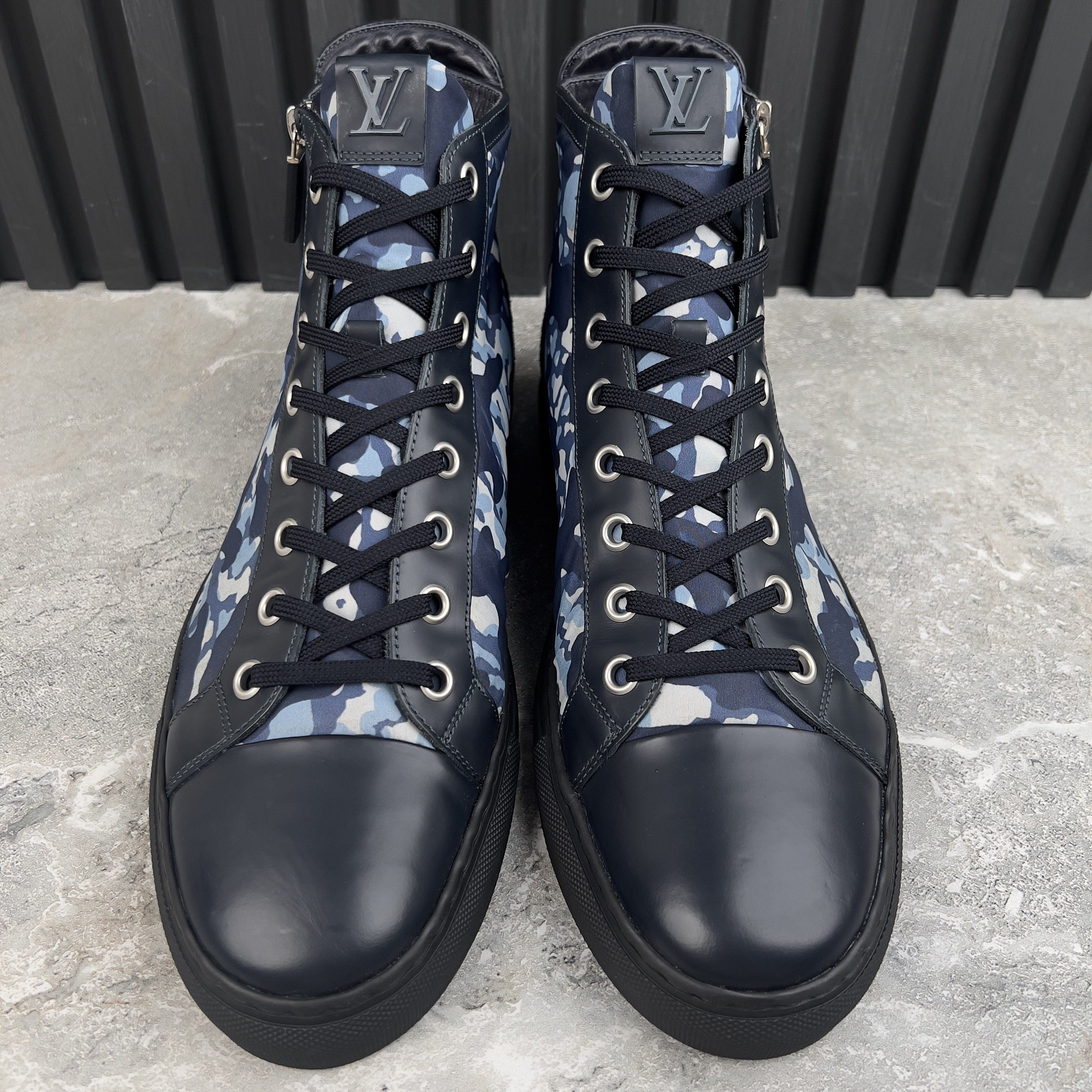 Louis Vuitton Challenge Zip Up Sneakers Blue Camouflag Nylon Size US 13 / EU 46 - 4 Thumbnail