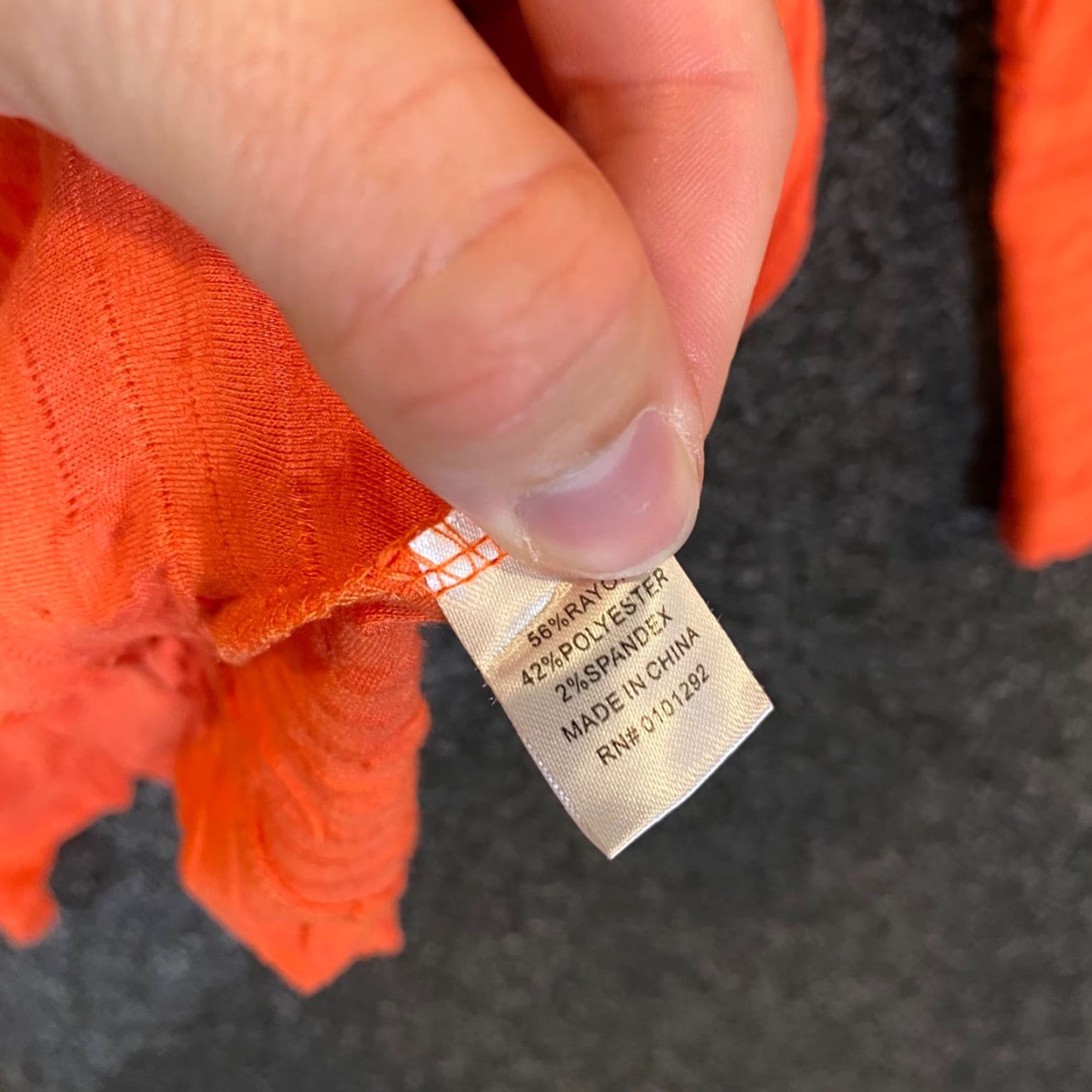 Vintage Lulu-B Shirt Womens Medium Orange Blouse Knit 3/4 Sleeve Textured Stretch Top Size M / US 6-8 / IT 42-44 - 7 Thumbnail